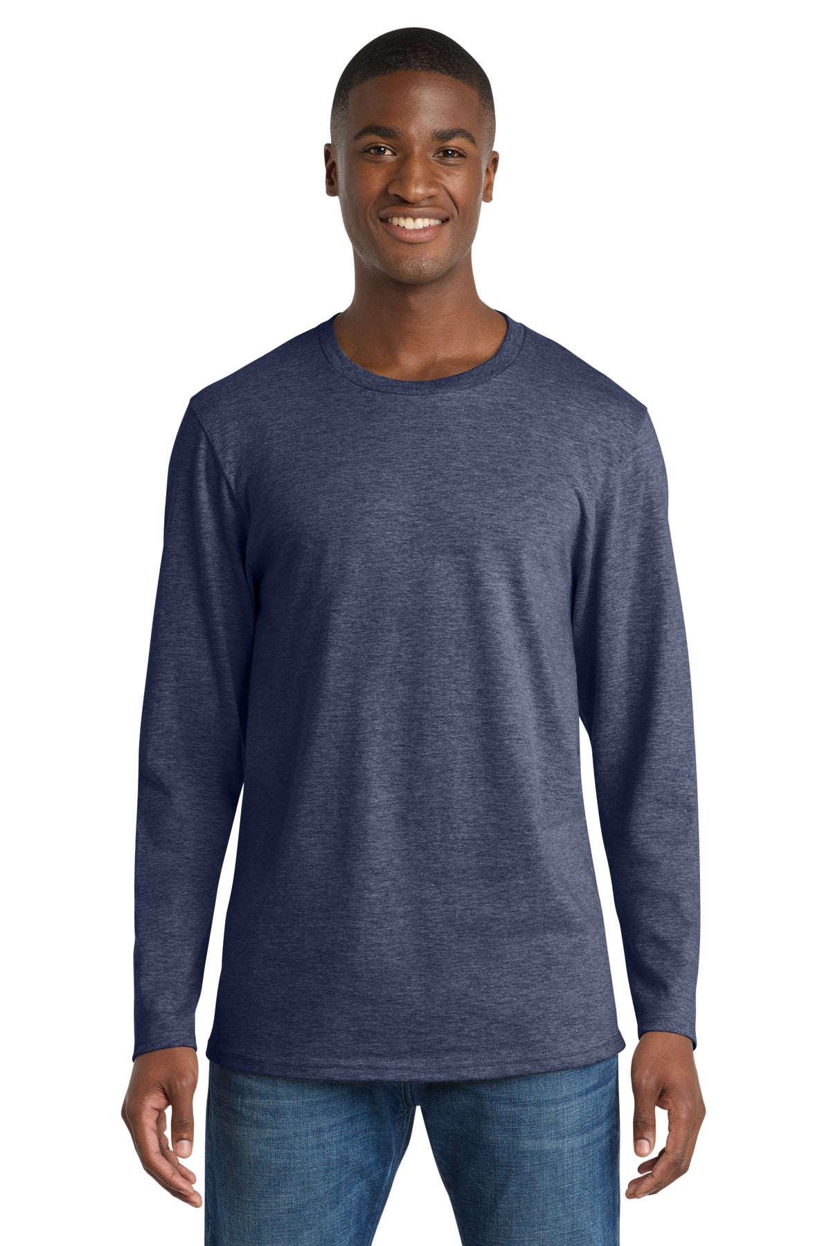 Port & Co Long Sleeve Bouncer Tee PC600LS in Team Navy Heather