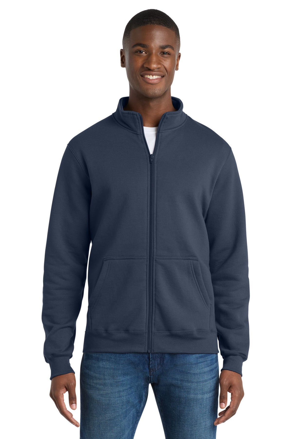 Port & Co Core Fleece Cadet Full-Zip Sweatshirt PC78FZ in Navy