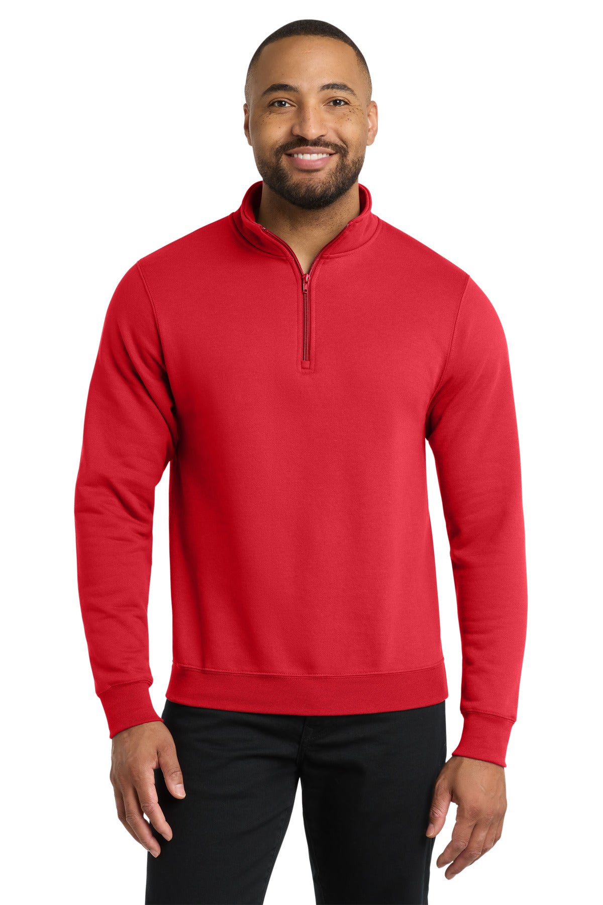 Port & Co Core Fleece 1/4-Zip Pullover Sweatshirt PC78Q in Red