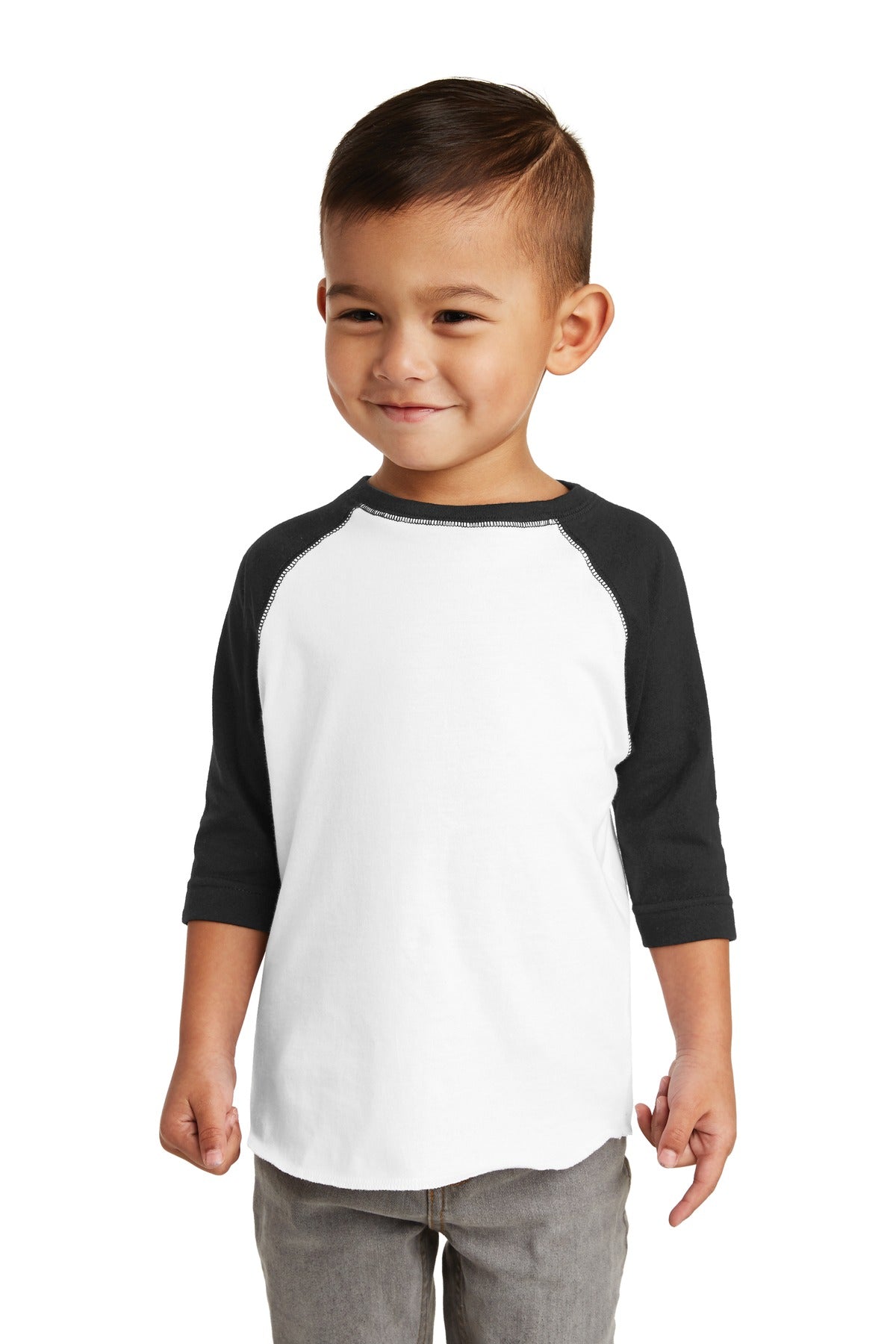 Rabbit Skins Toddler Baseball Fine Jersey Tee. RS3330 in White/ Black