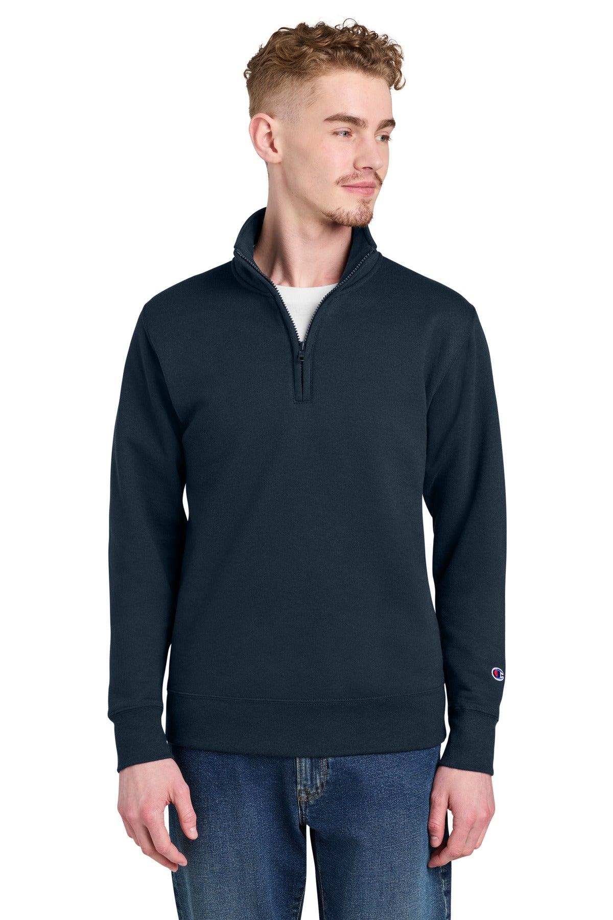 Champion Powerblend 1/4-Zip Sweatshirt S450 in Navy