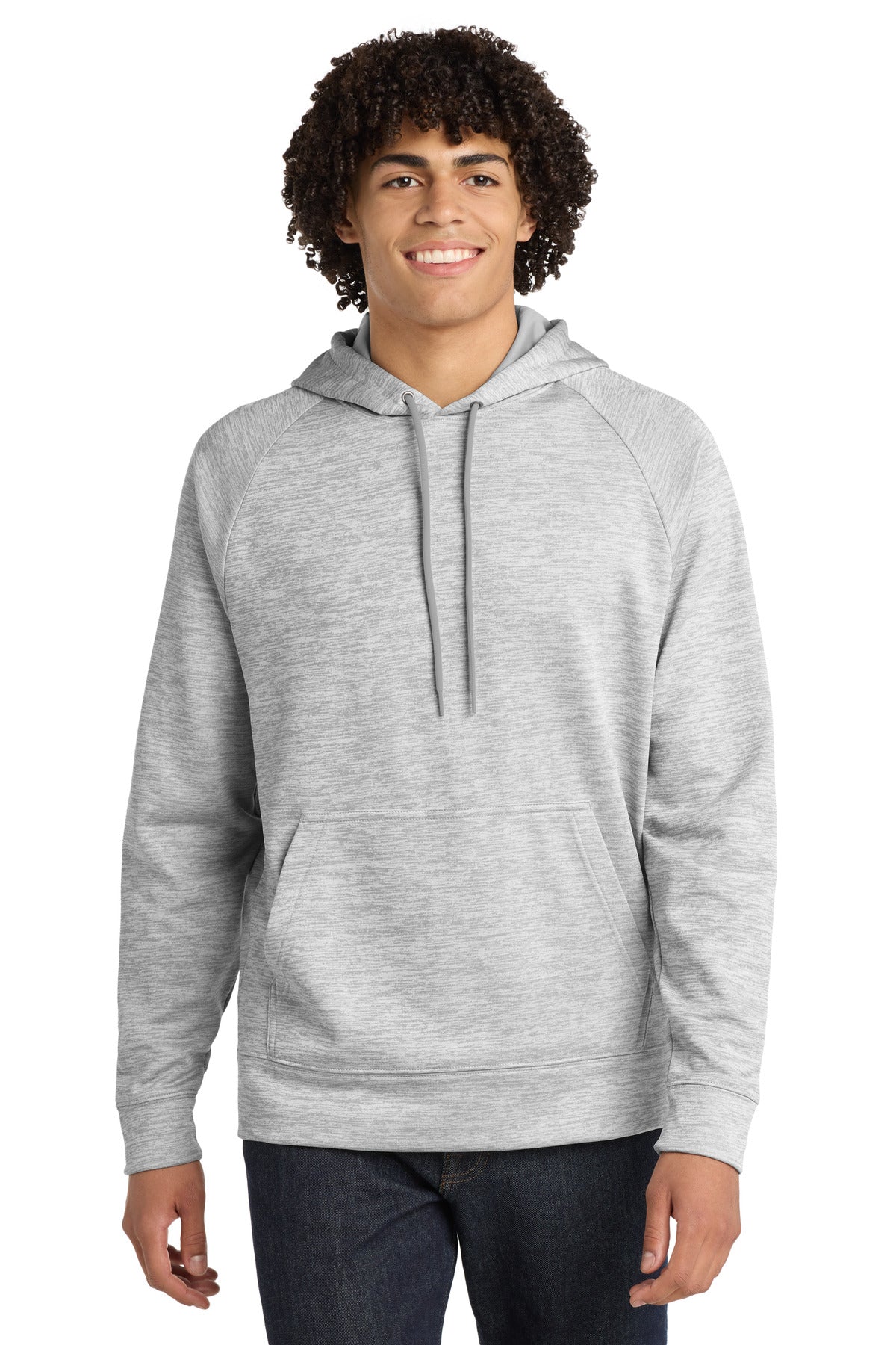 Sport-Tek PosiCharge Electric Heather Fleece Hooded Pullover. ST225 in Silver Electric