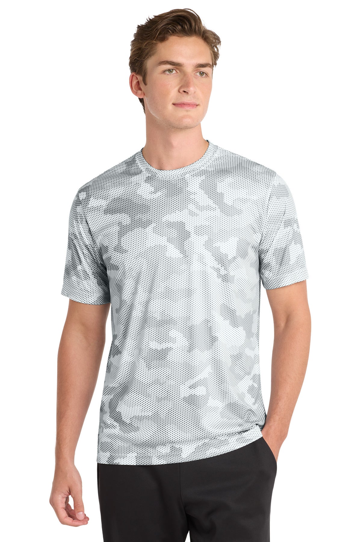 Sport-Tek CamoHex Tee. ST370 in White