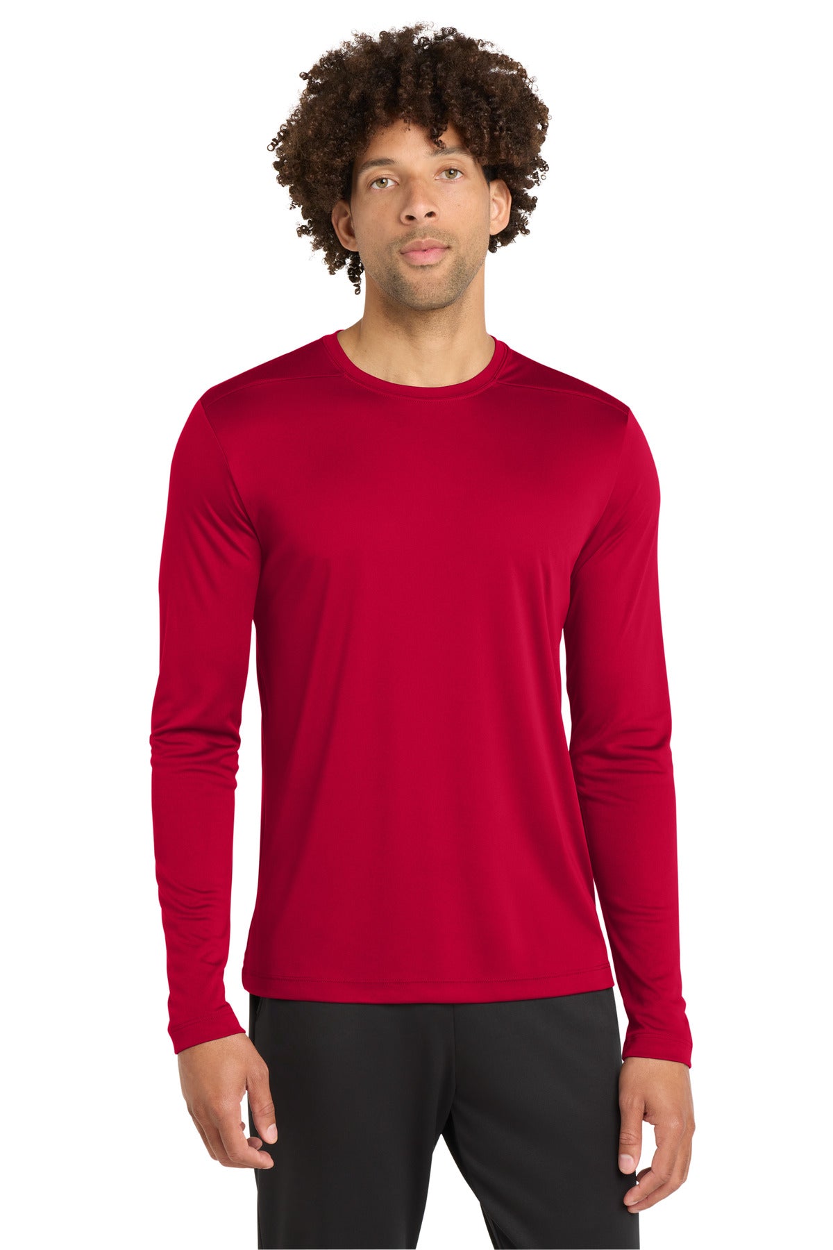 Sport-Tek Posi-UV Pro Long Sleeve Tee. ST420LS in Deep Red