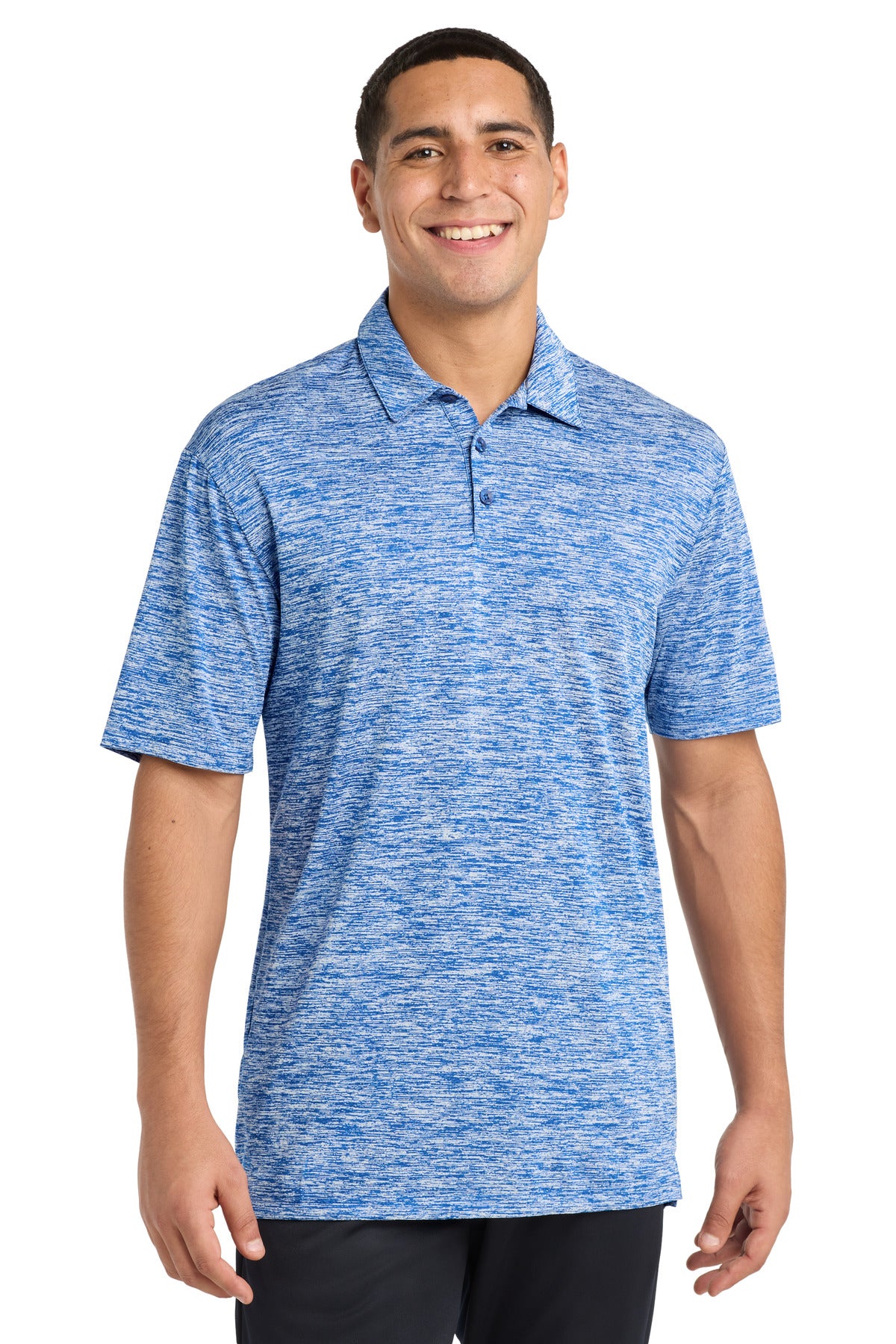 Sport-Tek PosiCharge Electric Heather Polo. ST590 in True Royal Electric