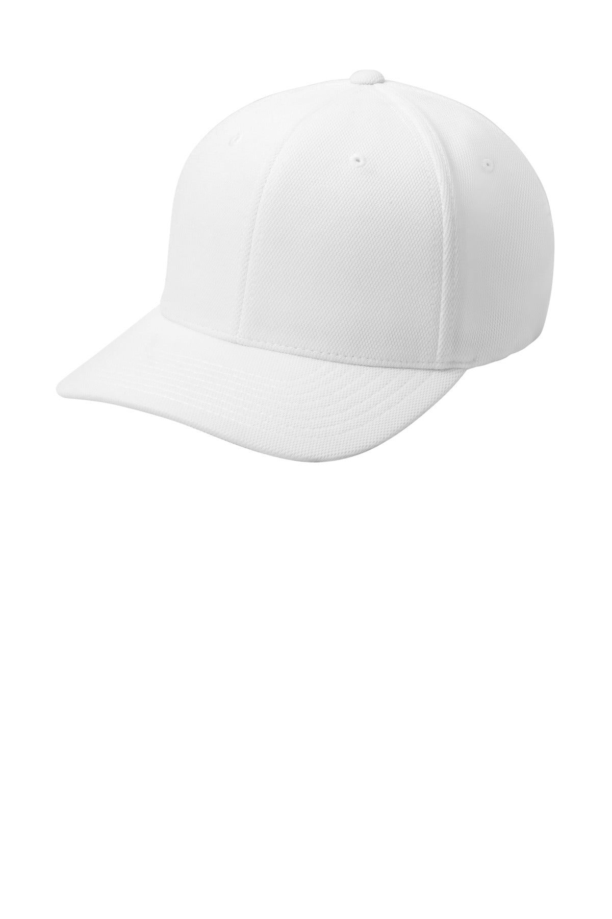 Sport-Tek Flexfit Cool & Dry Poly Block Mesh Cap. STC22 in White