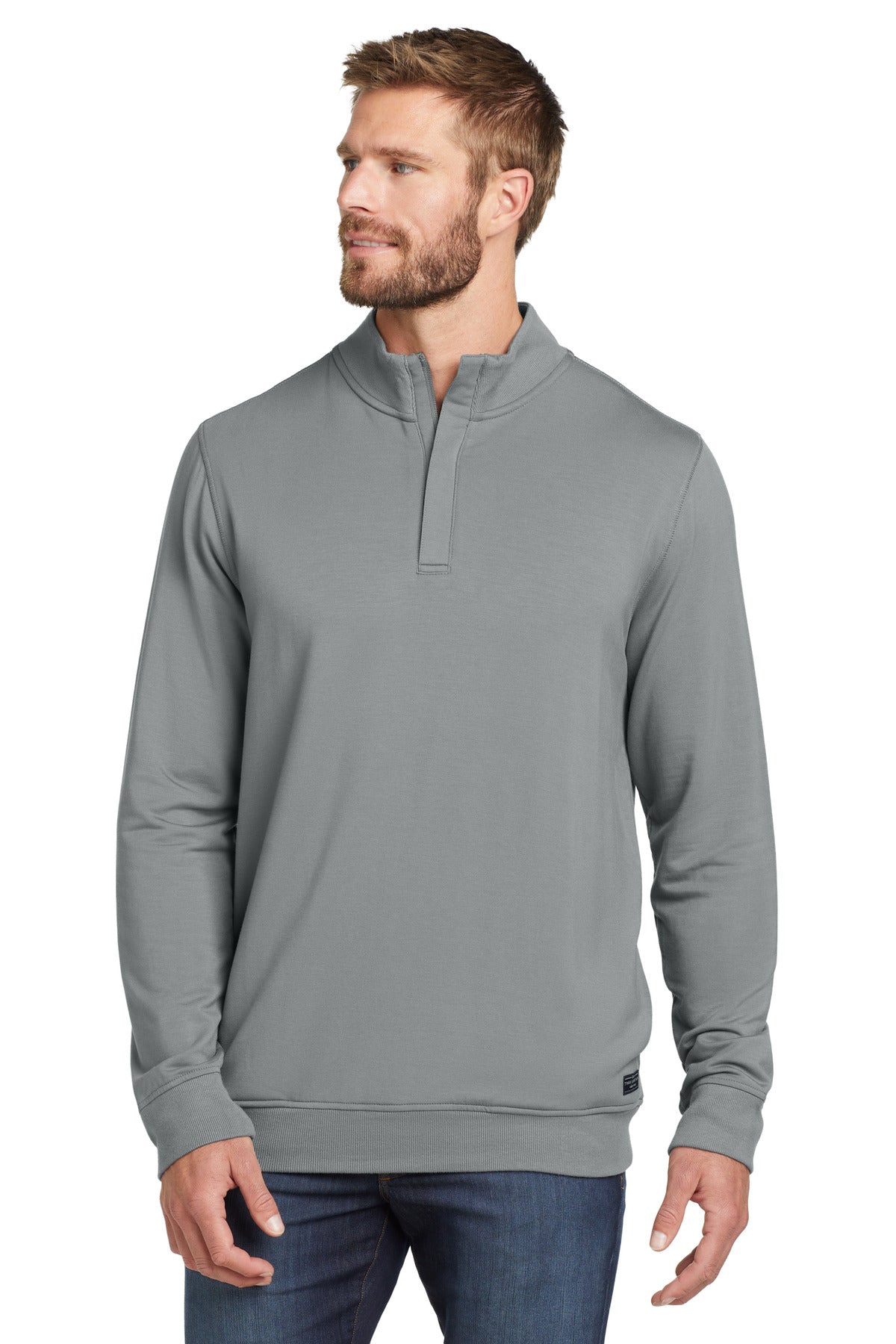 TravisMathew Newport 1/4-Zip Fleece. TM1MU419 in Quiet Shade Grey