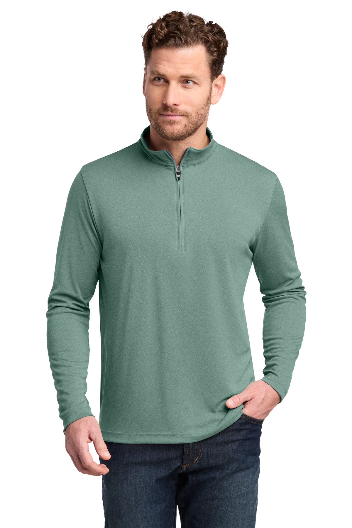 TravisMathew Coto Performance 1/4-Zip TM1MY397 in Beryl Green Heather