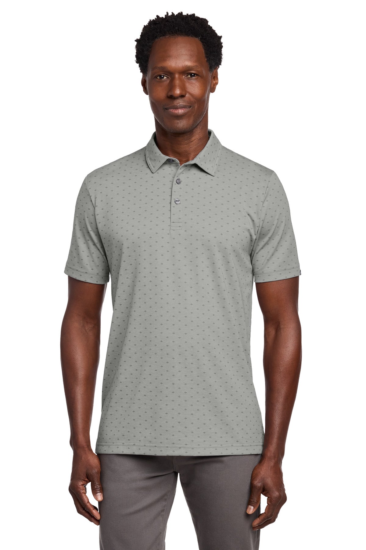 TravisMathew Oceanside Geo Polo TM1MY403 in Quiet Shade Grey Heather/ Dark Grey