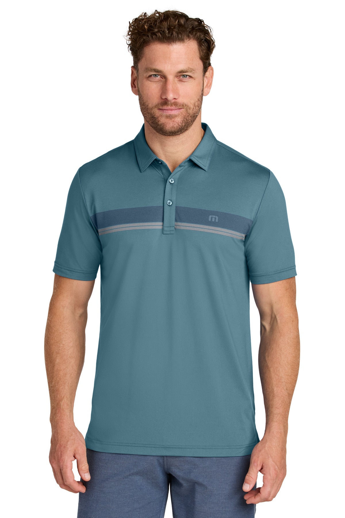 TravisMathew Glenview Stripe Polo TMA41462 in Stellar Blue