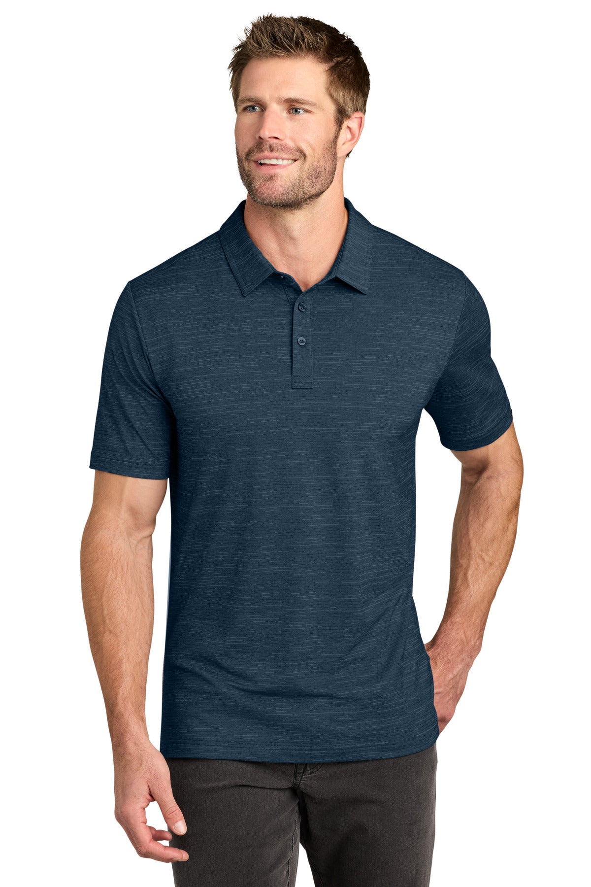 TravisMathew Crestview Polo TMA46371 in Vintage Indigo Heather