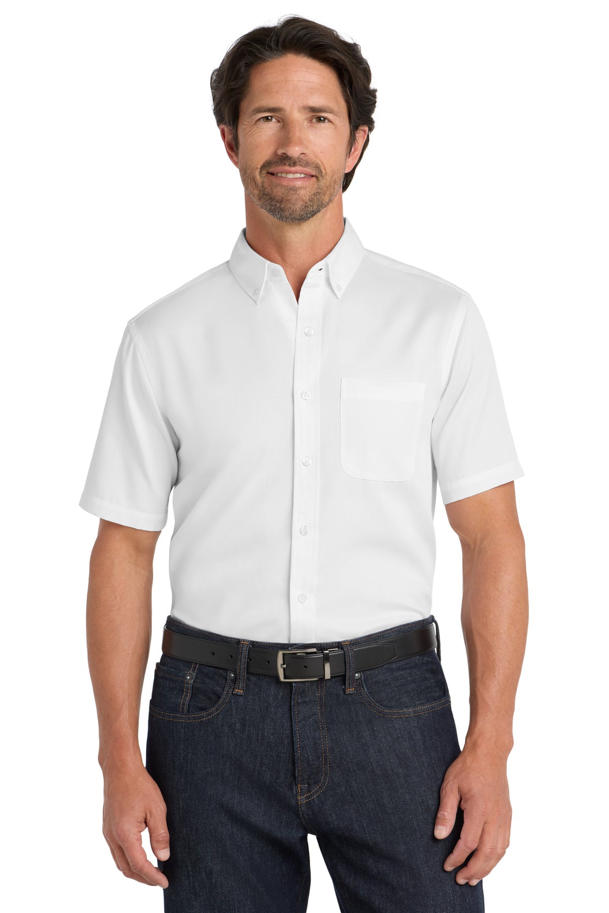 Port Authority Short Sleeve SuperPro React Twill Shirt. W809 in White
