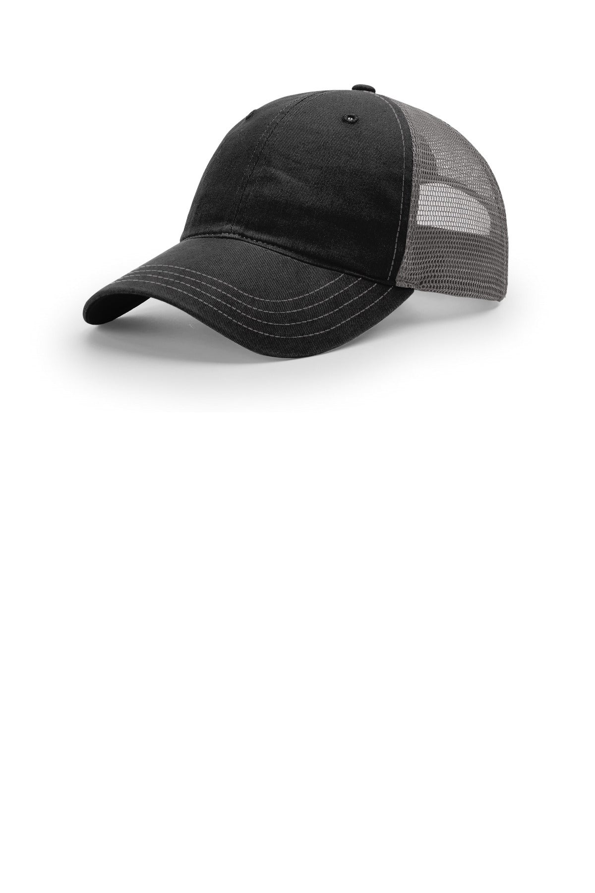 Richardson Garment Washed Trucker 111 in Black/ Charcoal