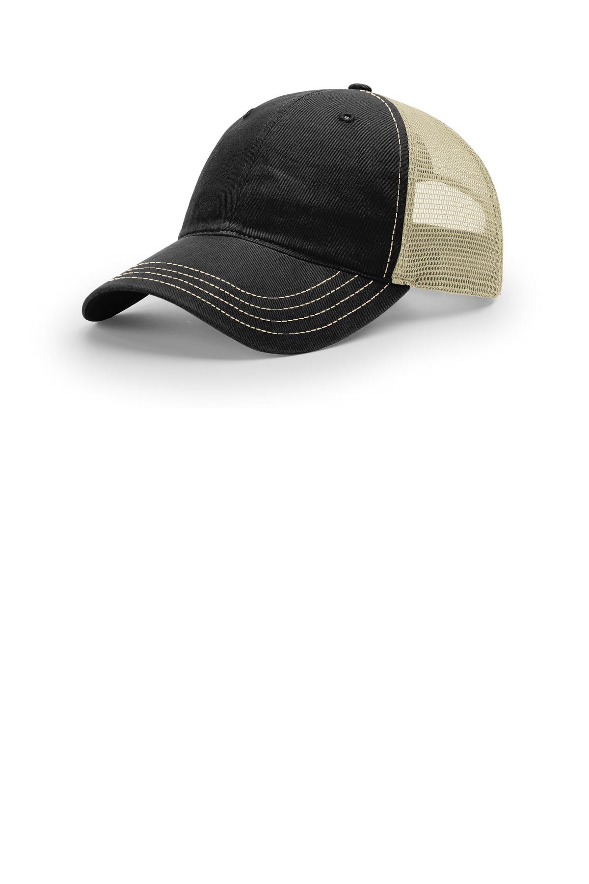 Richardson Garment Washed Trucker 111 in Black/ Khaki