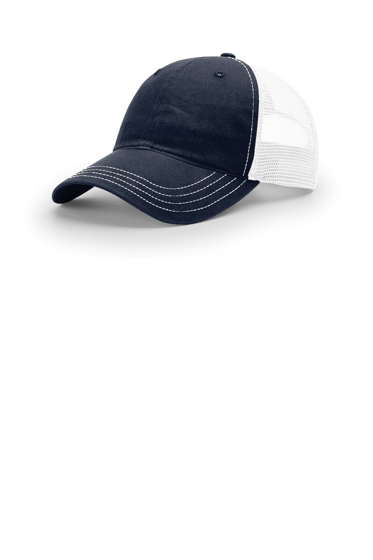 Richardson Garment Washed Trucker 111 in Navy/ White