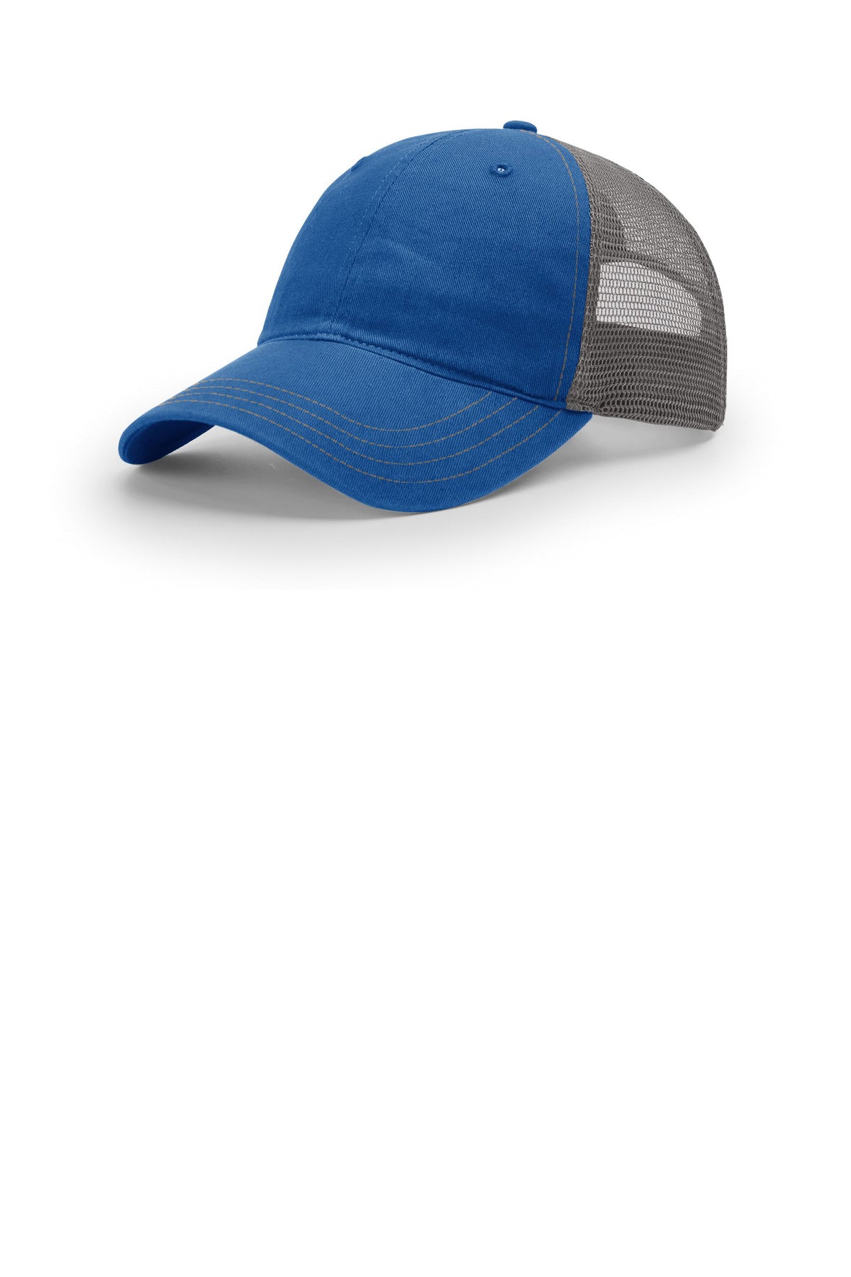 Richardson Garment Washed Trucker 111 in Royal/ Charcoal