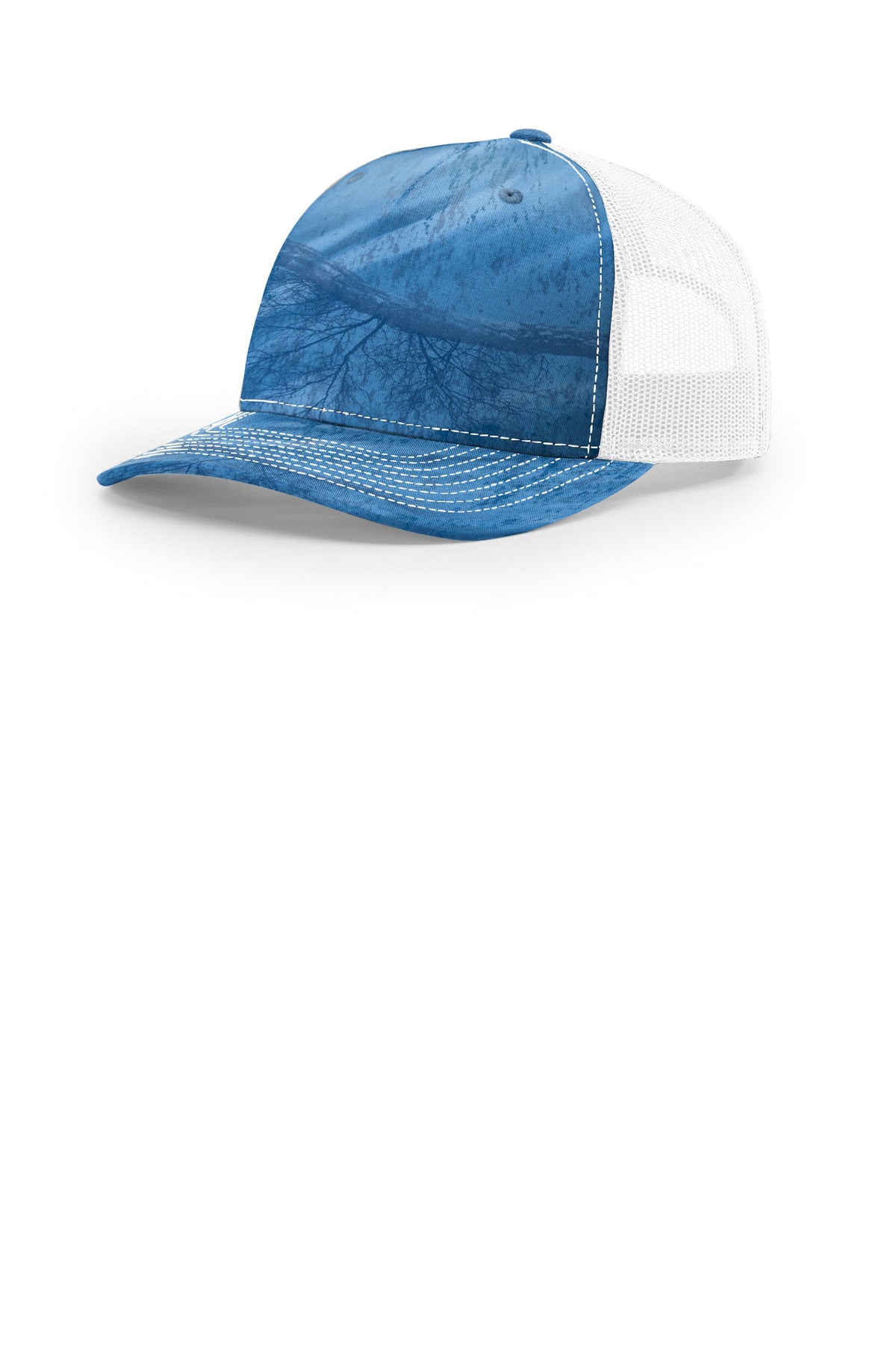 Richardson Printed Five-Panel Trucker 112PFP in Realtree Fishing Light Blue/ White