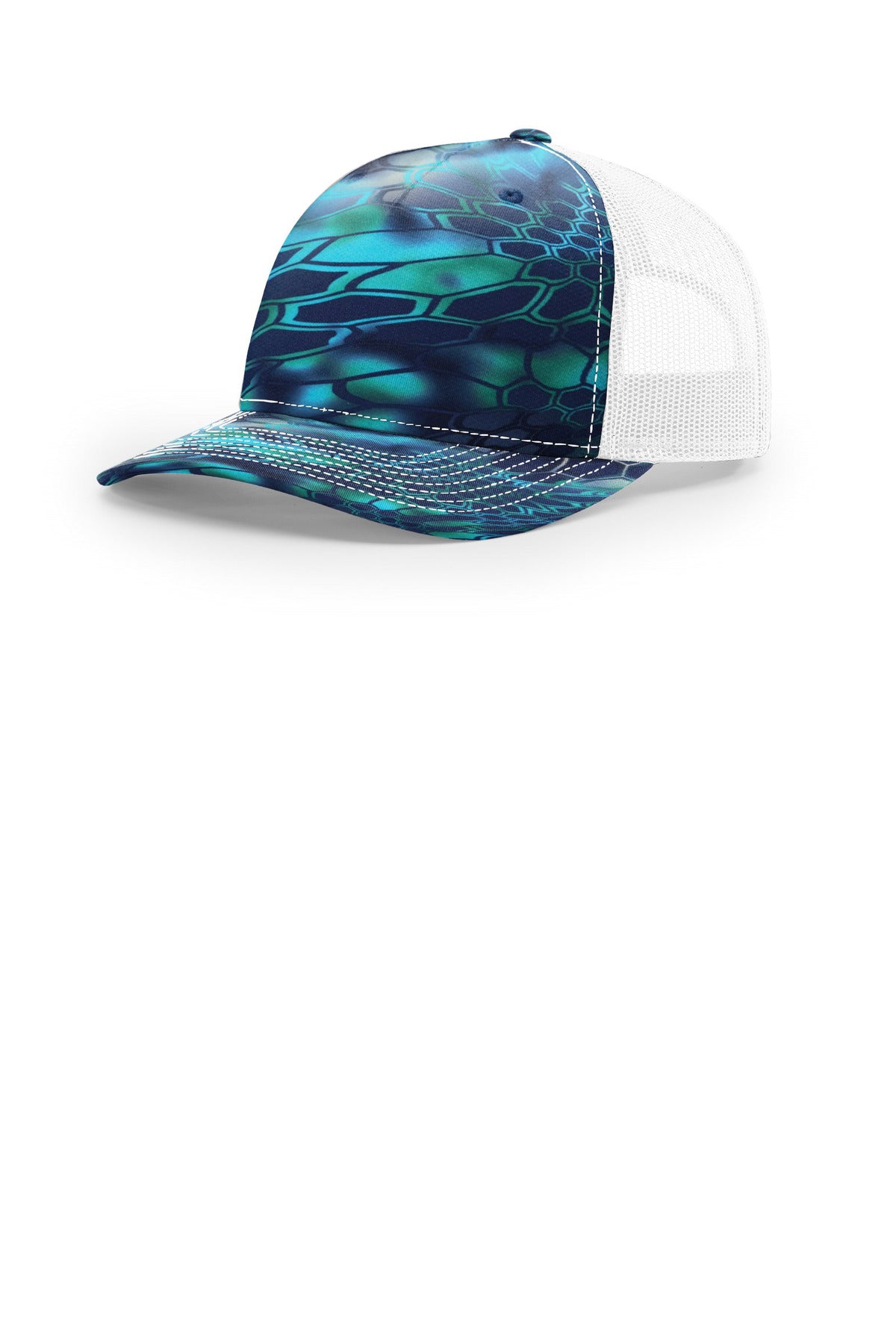 Richardson Printed Five-Panel Trucker 112PFP in Kryptek Pontus/ White