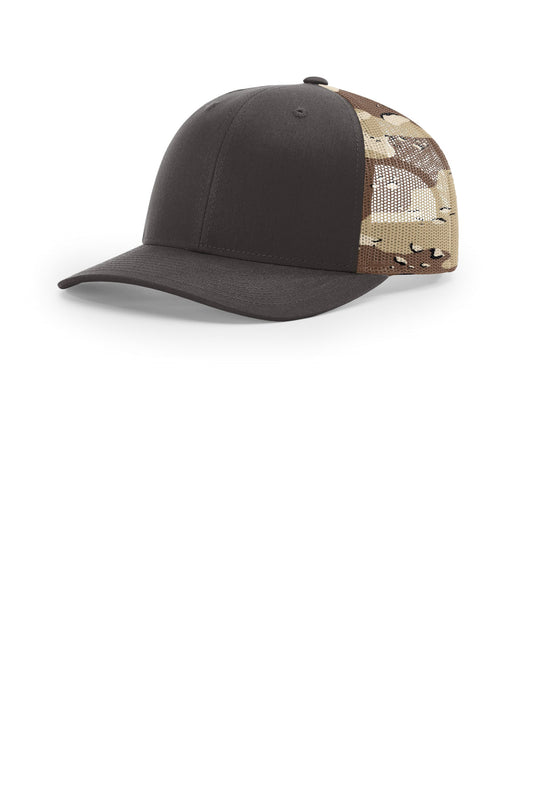 Richardson Printed Mesh Trucker 112PM in Brown/ Desert Camo