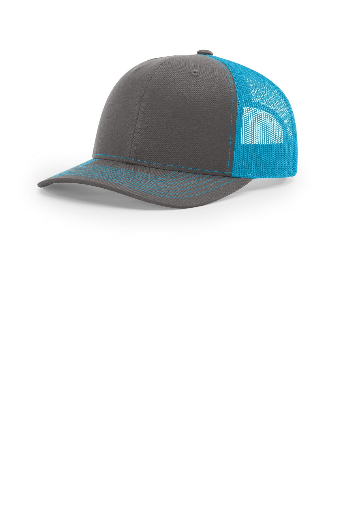 Richardson Trucker Cap 112 in Charcoal/ Neon Blue
