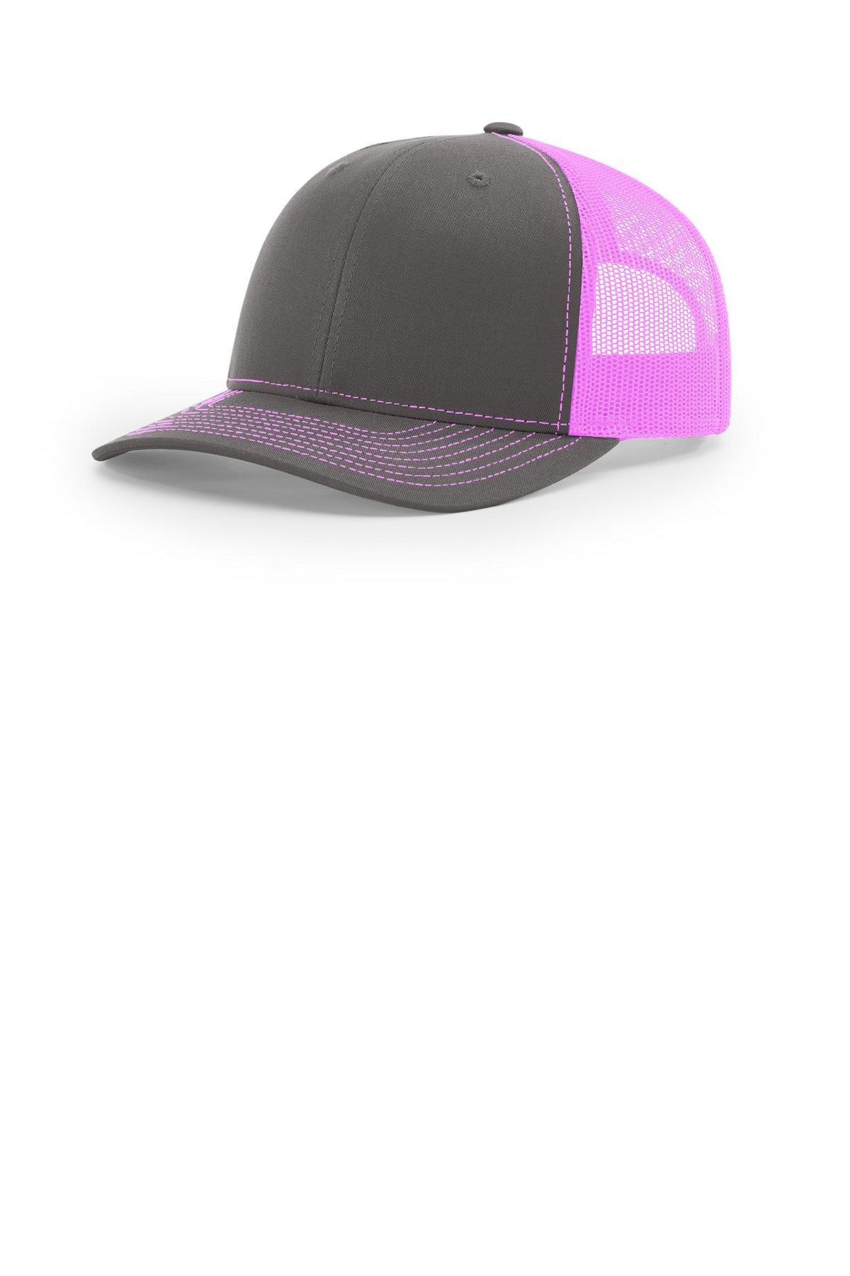 Richardson Trucker Cap 112 in Charcoal/ Neon Pink