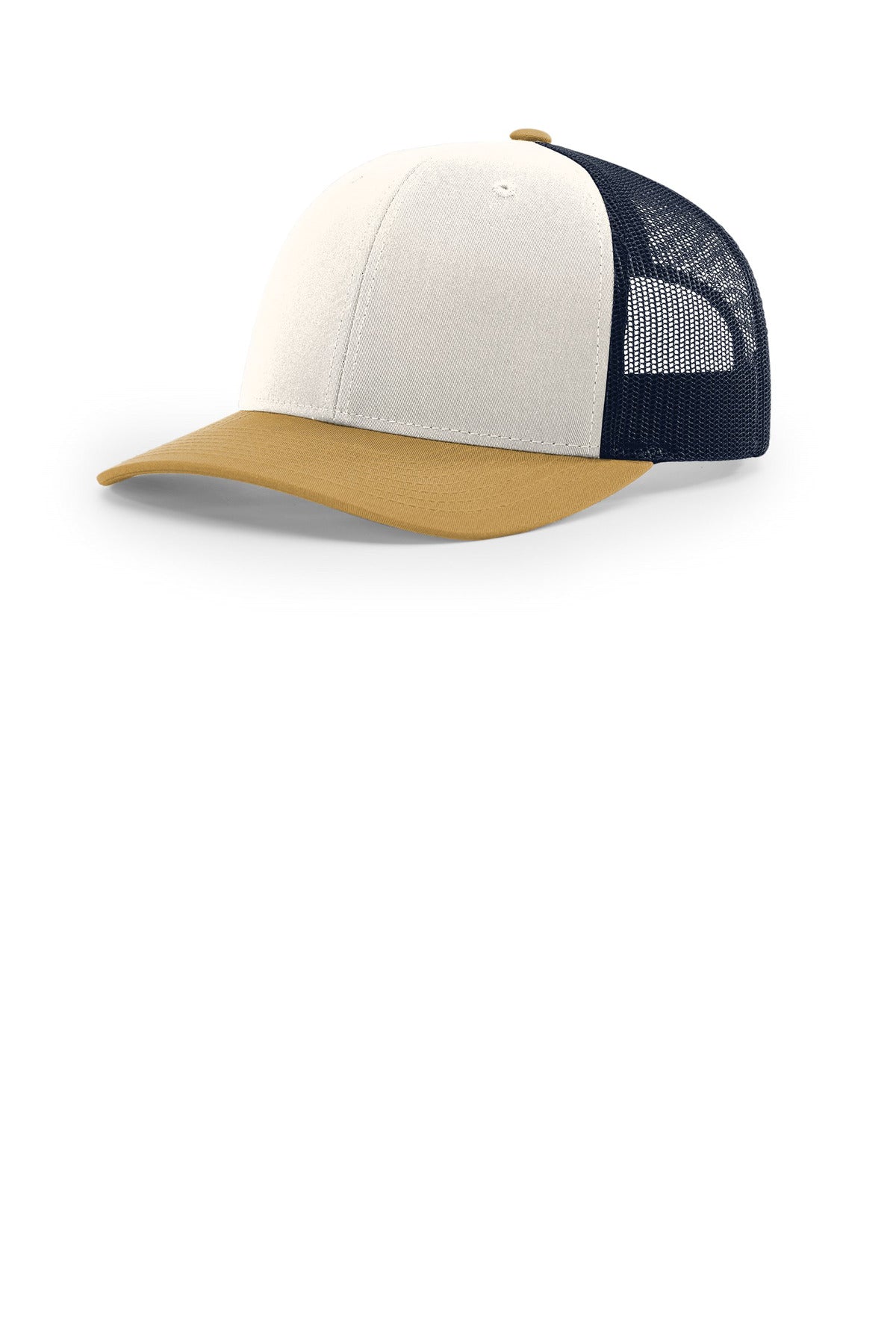 Richardson Trucker Cap 112 in Cream/ Navy/ Amber Gold