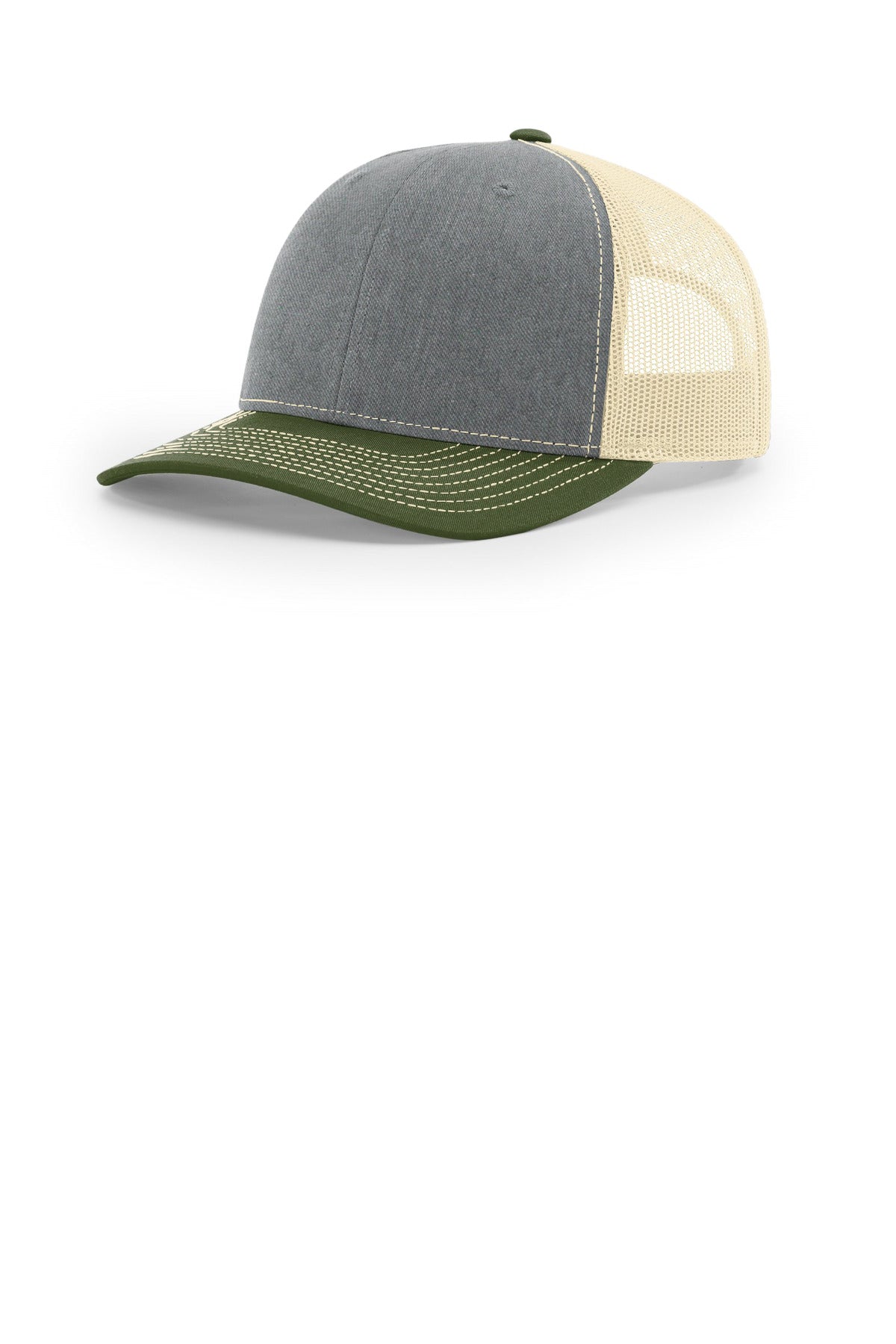 Richardson Trucker Cap 112 in Heather Grey/ Birch/ Army Olive