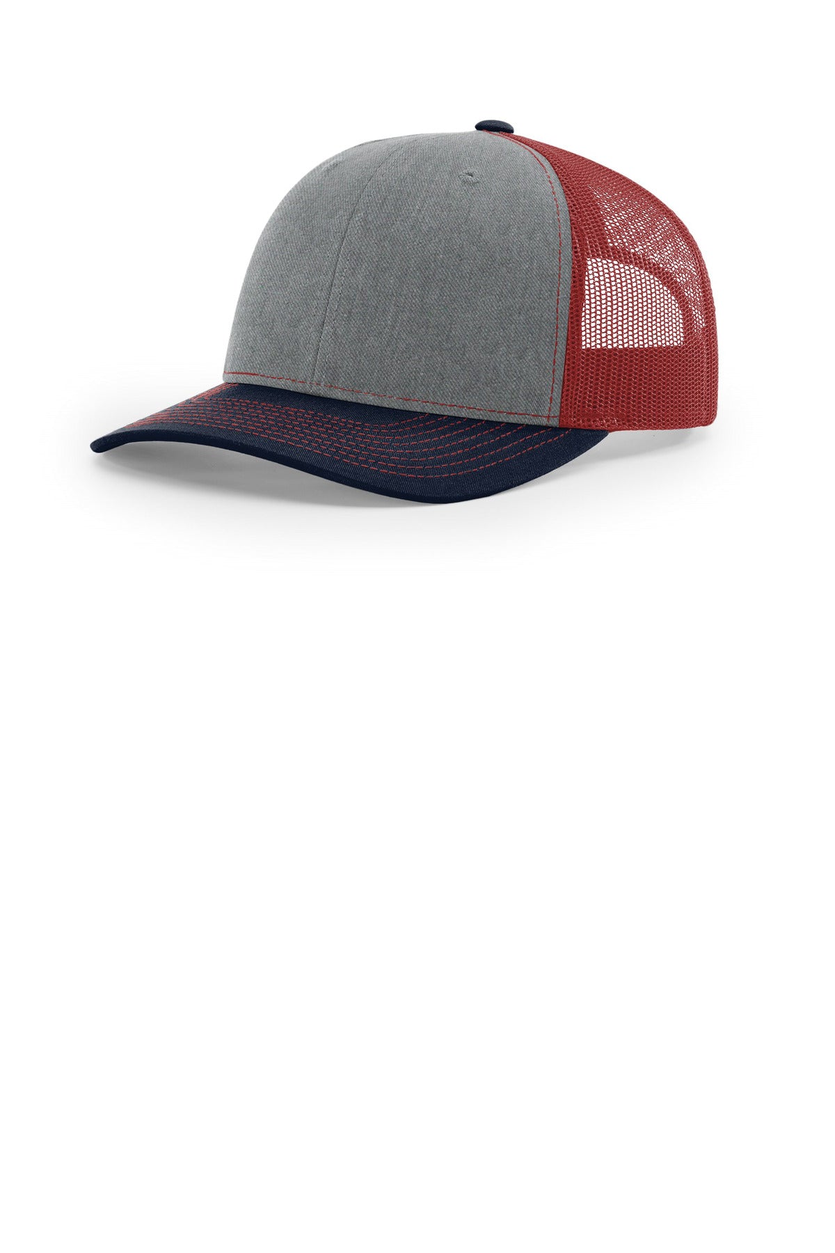 Richardson Trucker Cap 112 in Heather Grey/ Cardinal/ Navy