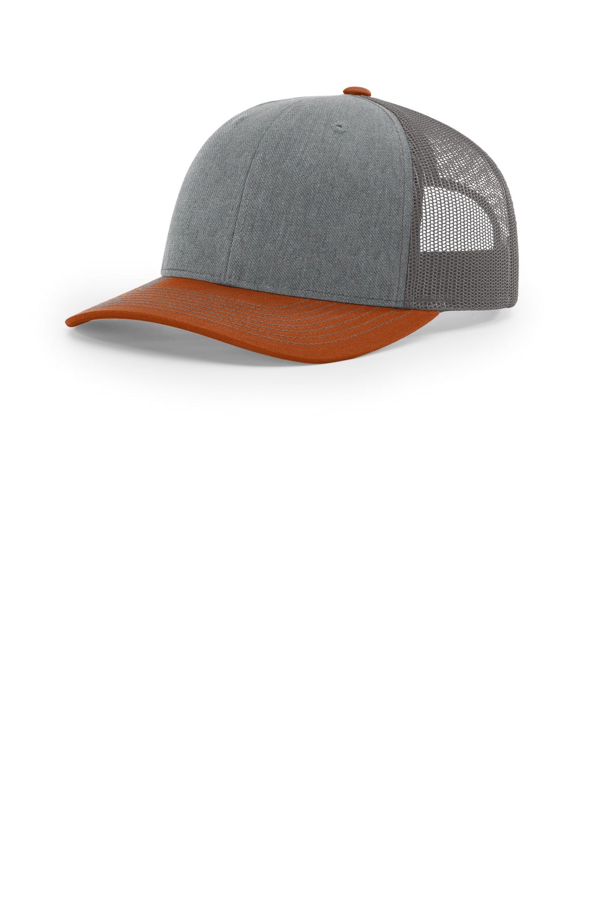 Richardson Trucker Cap 112 in Heather Grey/ Charcoal/ Dark Orange