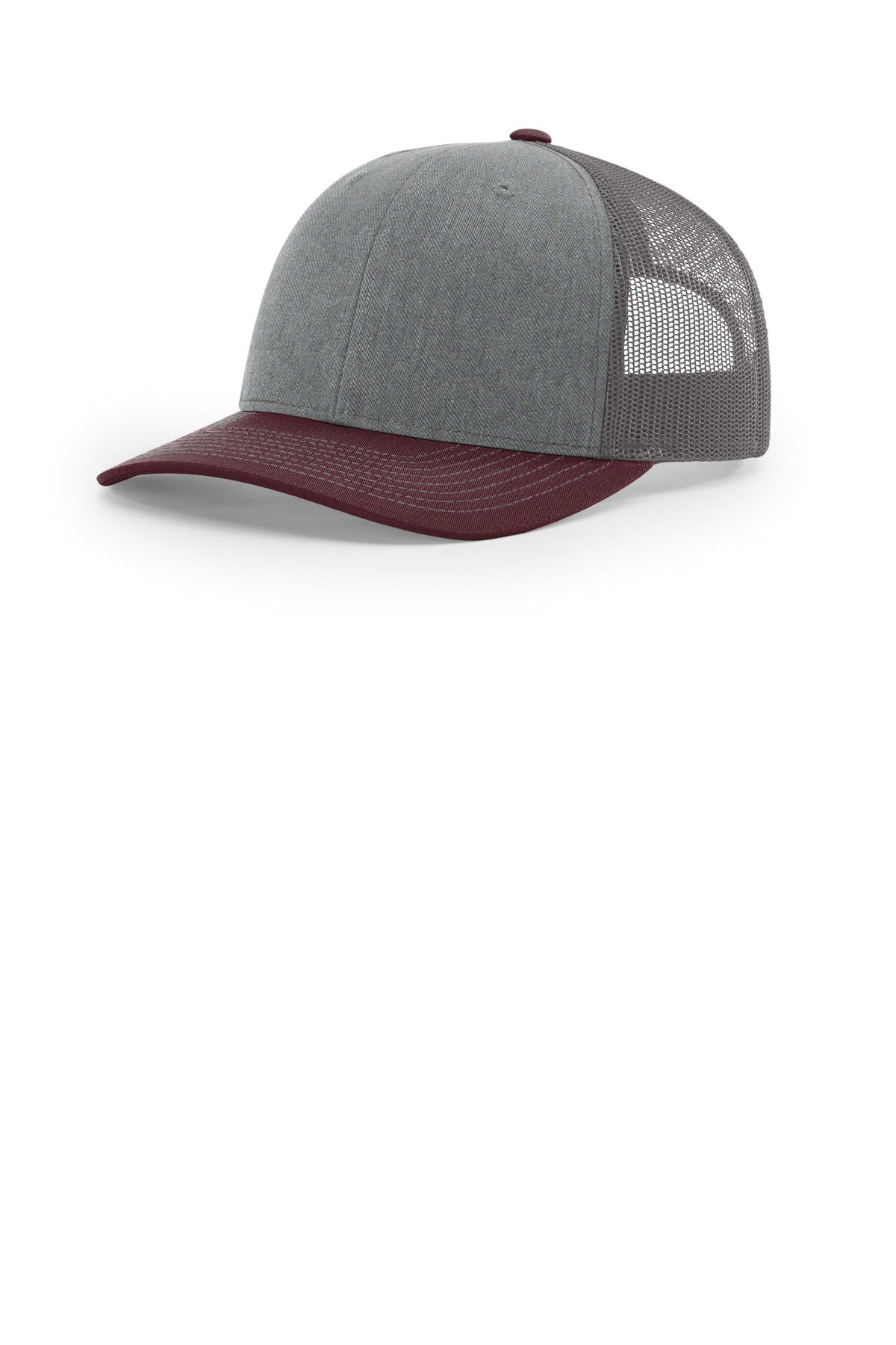 Richardson Trucker Cap 112 in Heather Grey/ Charcoal/ Maroon