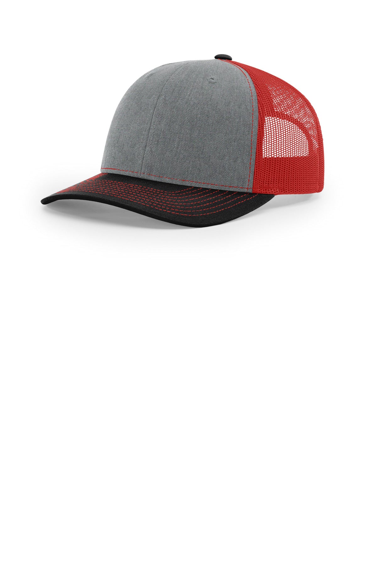 Richardson Trucker Cap 112 in Heather Grey/ Red/ Black