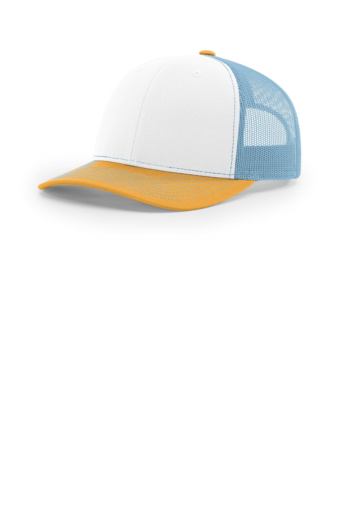 Richardson Trucker Cap 112 in White/ Columbia Blue/ Yellow