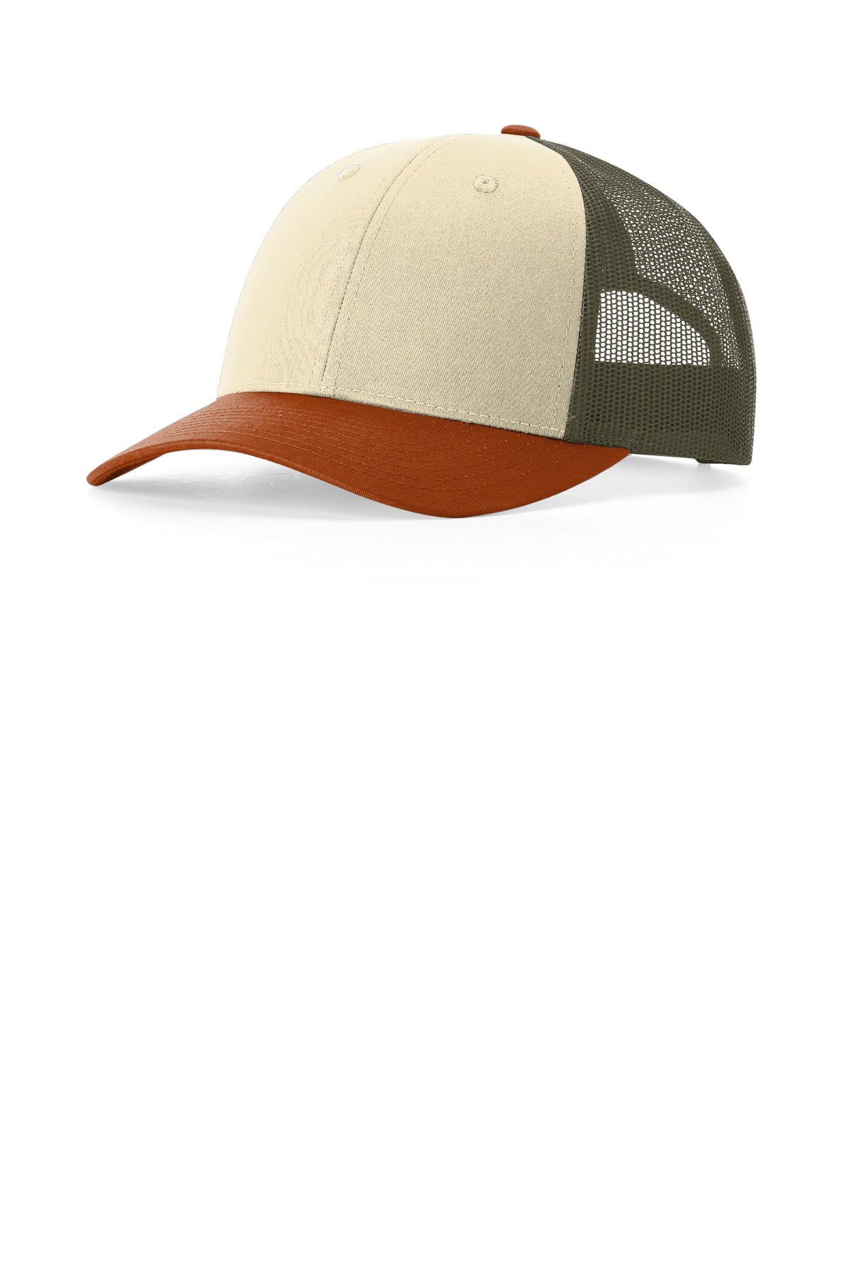 Richardson Low Pro Trucker 115 in Cream/ Loden/ Dark Orange
