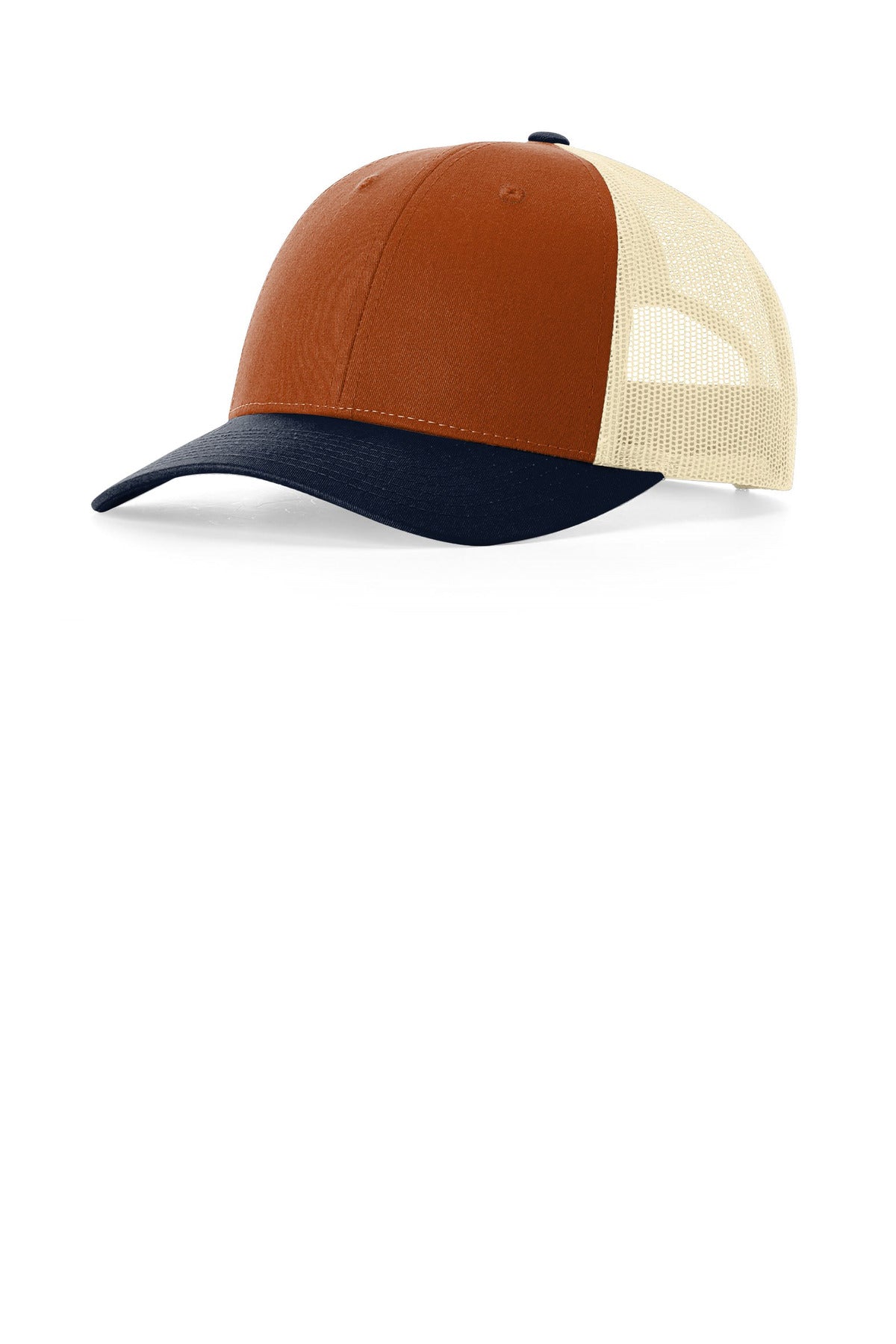 Richardson Low Pro Trucker 115 in Dark Orange/ Birch/ Patriot Blue