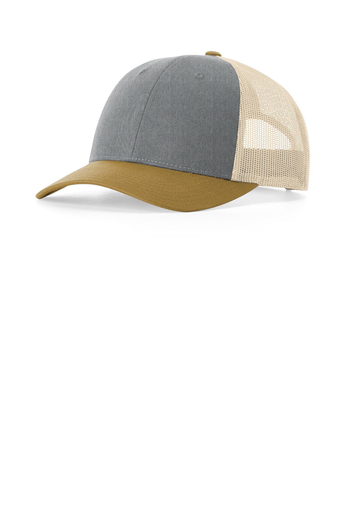 Richardson Low Pro Trucker 115 in Heather Grey/ Birch/ Amber Gold