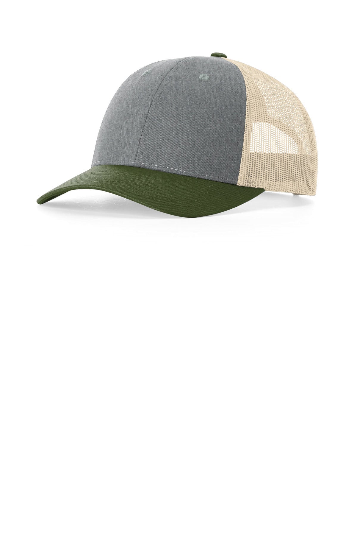 Richardson Low Pro Trucker 115 in Heather Grey/ Birch/ Army Olive