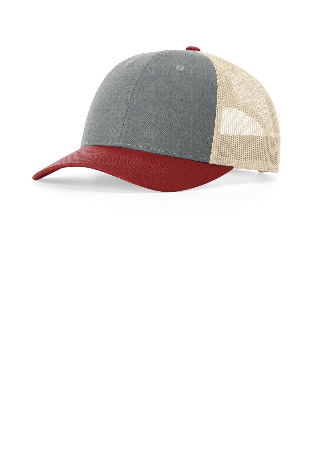 Richardson Low Pro Trucker 115 in Heather Grey/ Birch/ Cardinal