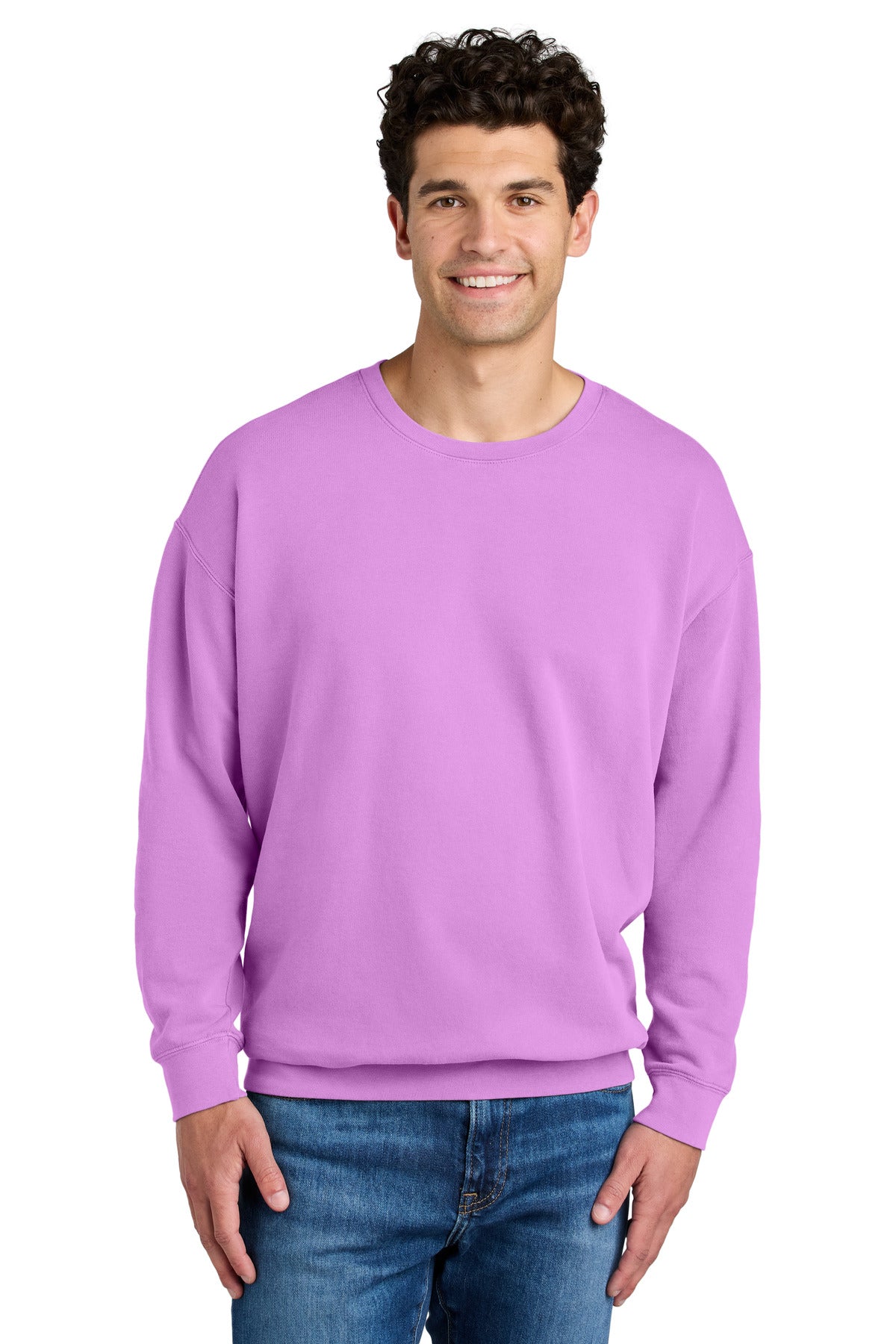 Comfort Colors Lightweight Crewneck Sweatshirt 1466 in Neon Violet