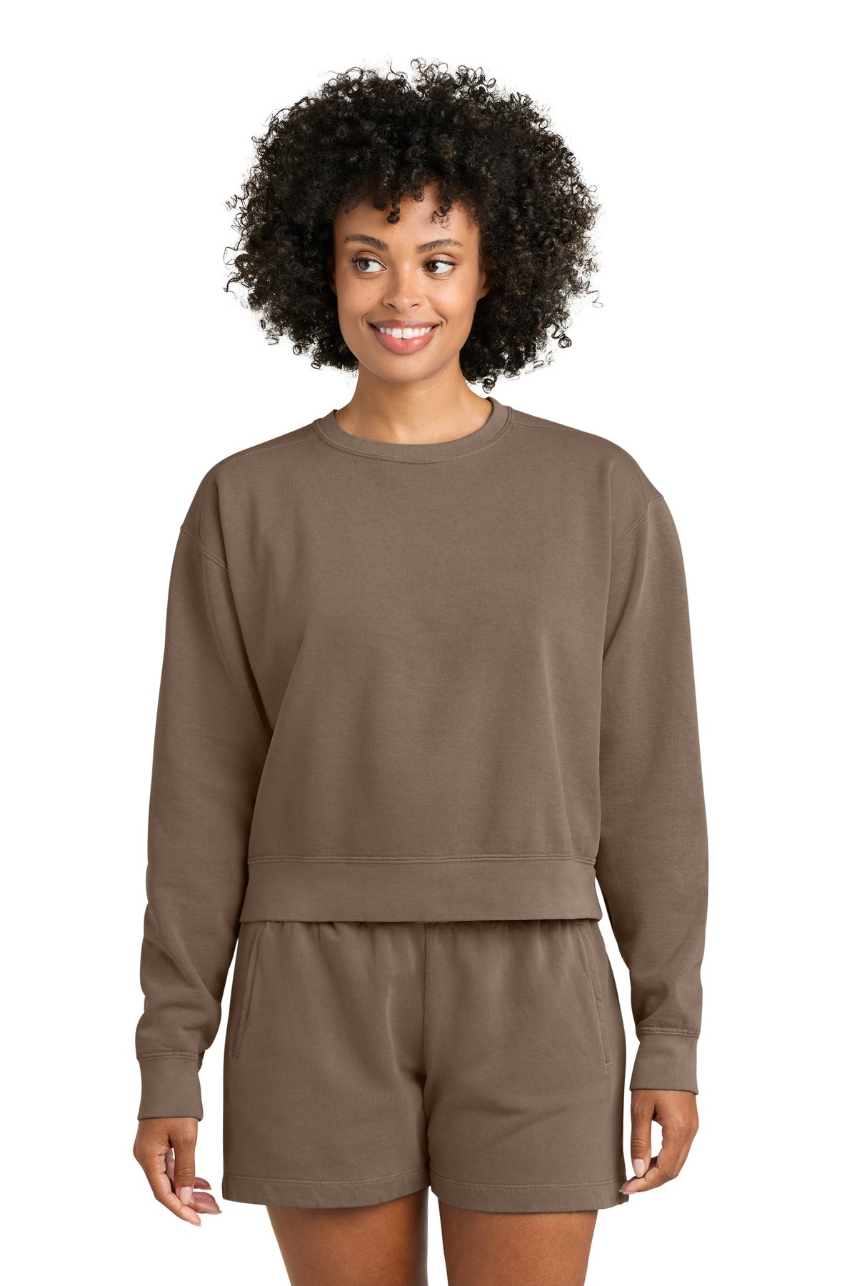 Comfort Colors Women's Mid-Length Crewneck Sweatshirt 1566L in Espresso
