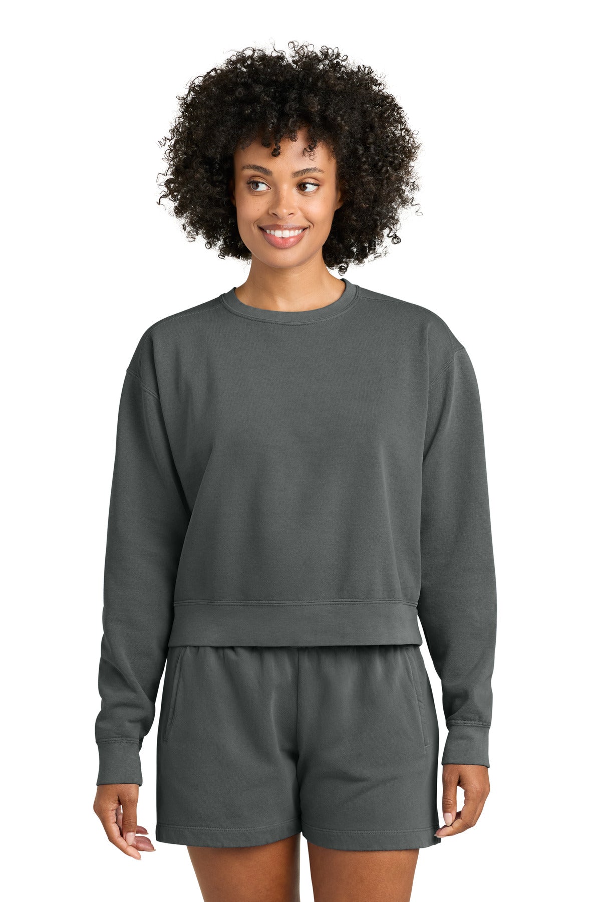 Comfort Colors Women's Mid-Length Crewneck Sweatshirt 1566L in Pepper