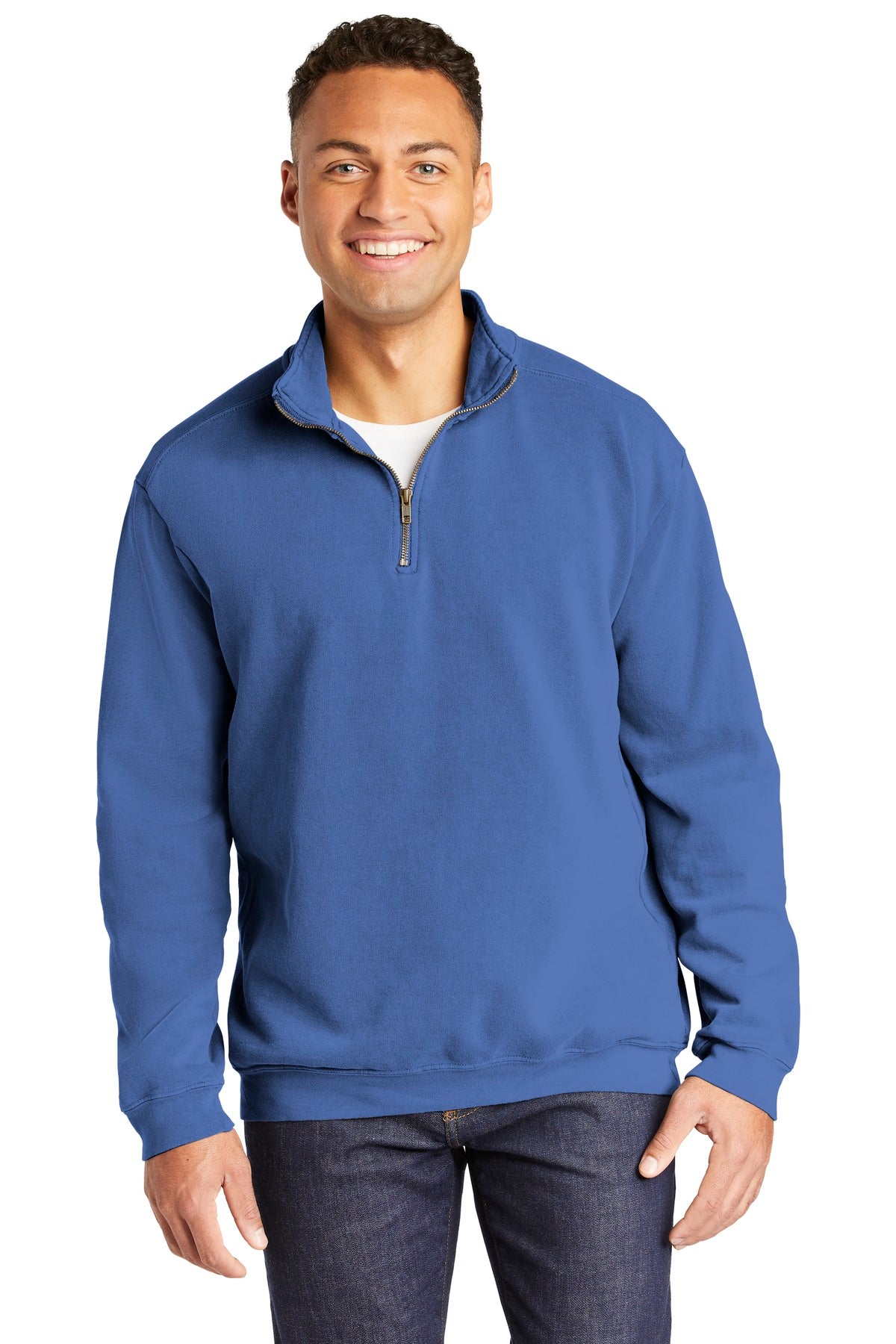 COMFORT COLORS  Ring Spun 1/4-Zip Sweatshirt. 1580 in Flo Blue