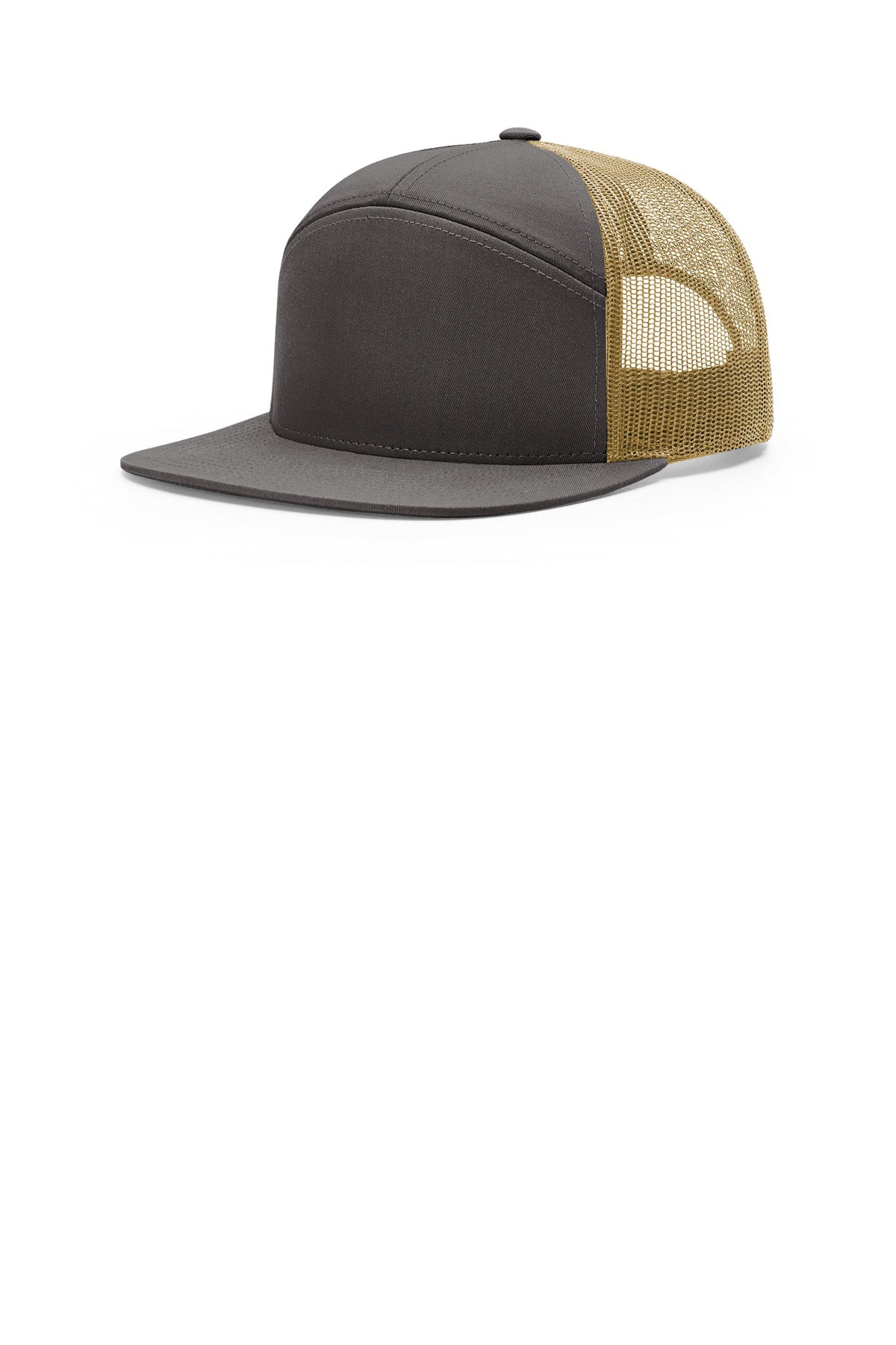 Richardson 7-Panel Trucker 168 in Charcoal/ Old Gold