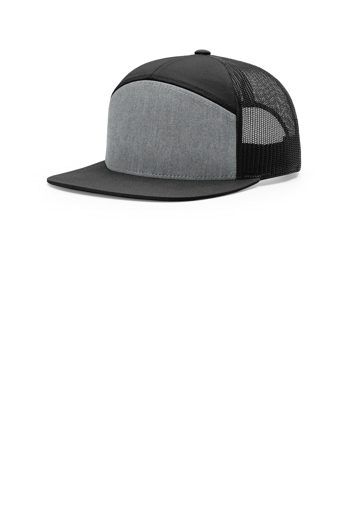 Richardson 7-Panel Trucker 168 in Heather Grey/ Black/ Black