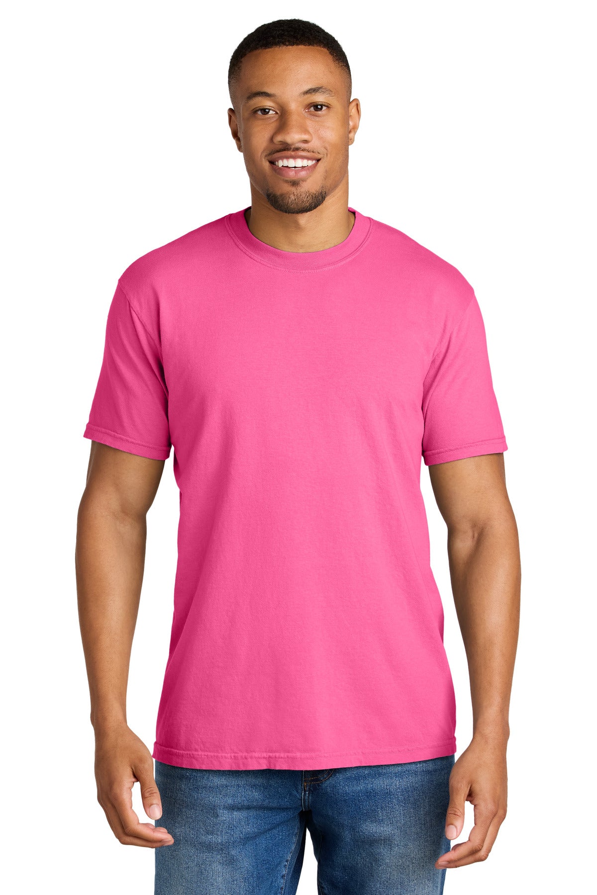 COMFORT COLORS  Heavyweight Ring Spun Tee. 1717 in Neon Pink