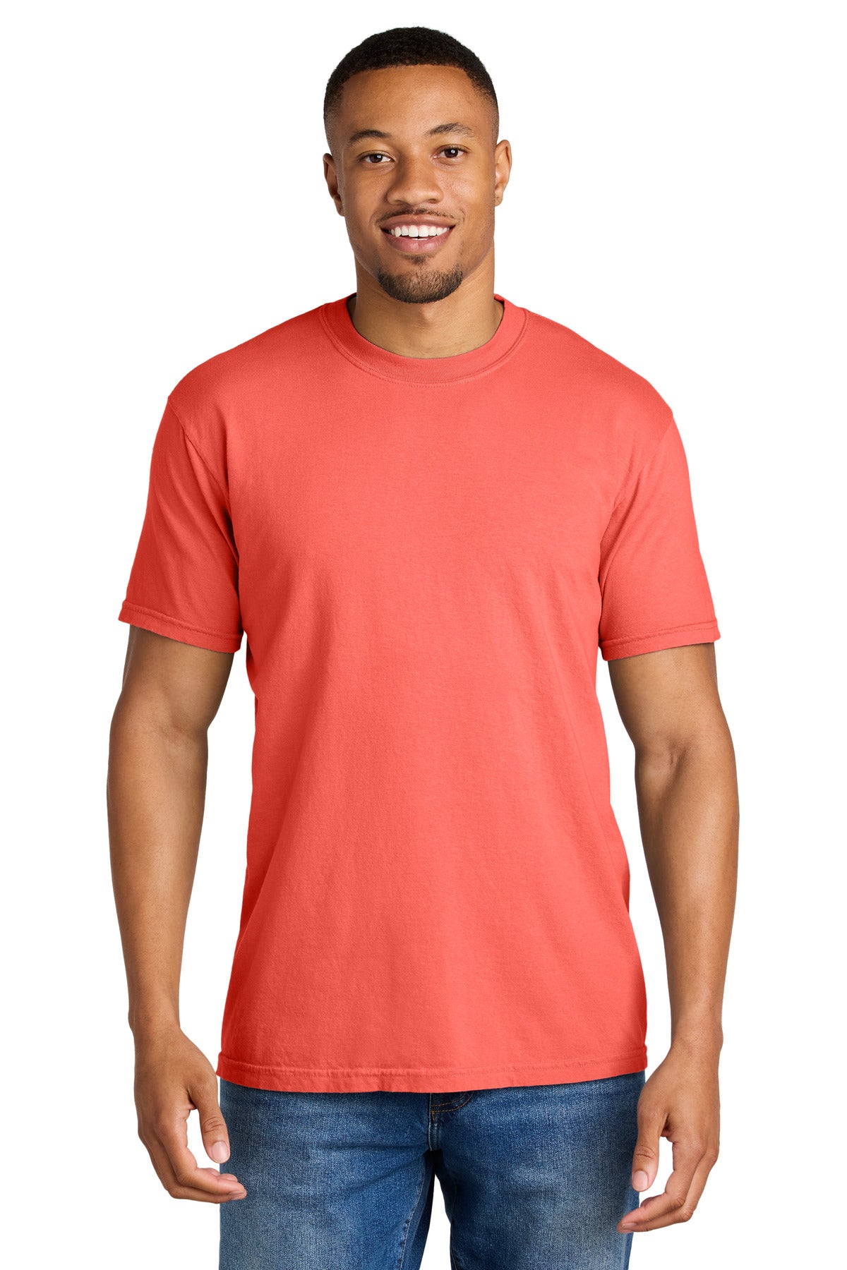 COMFORT COLORS  Heavyweight Ring Spun Tee. 1717 in Neon Red Orange