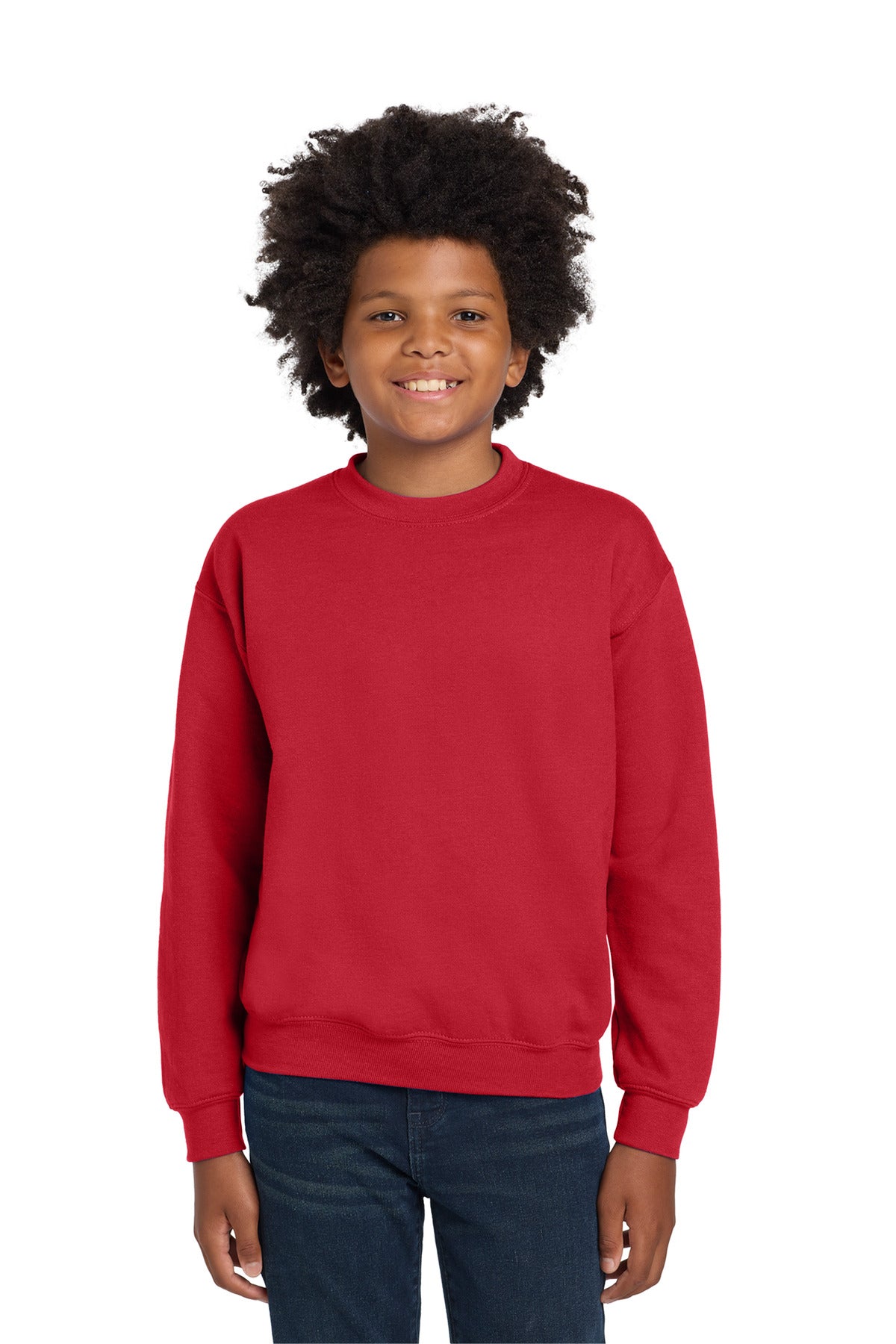 Gildan Youth Heavy Blend Crewneck Sweatshirt.  18000B in Red