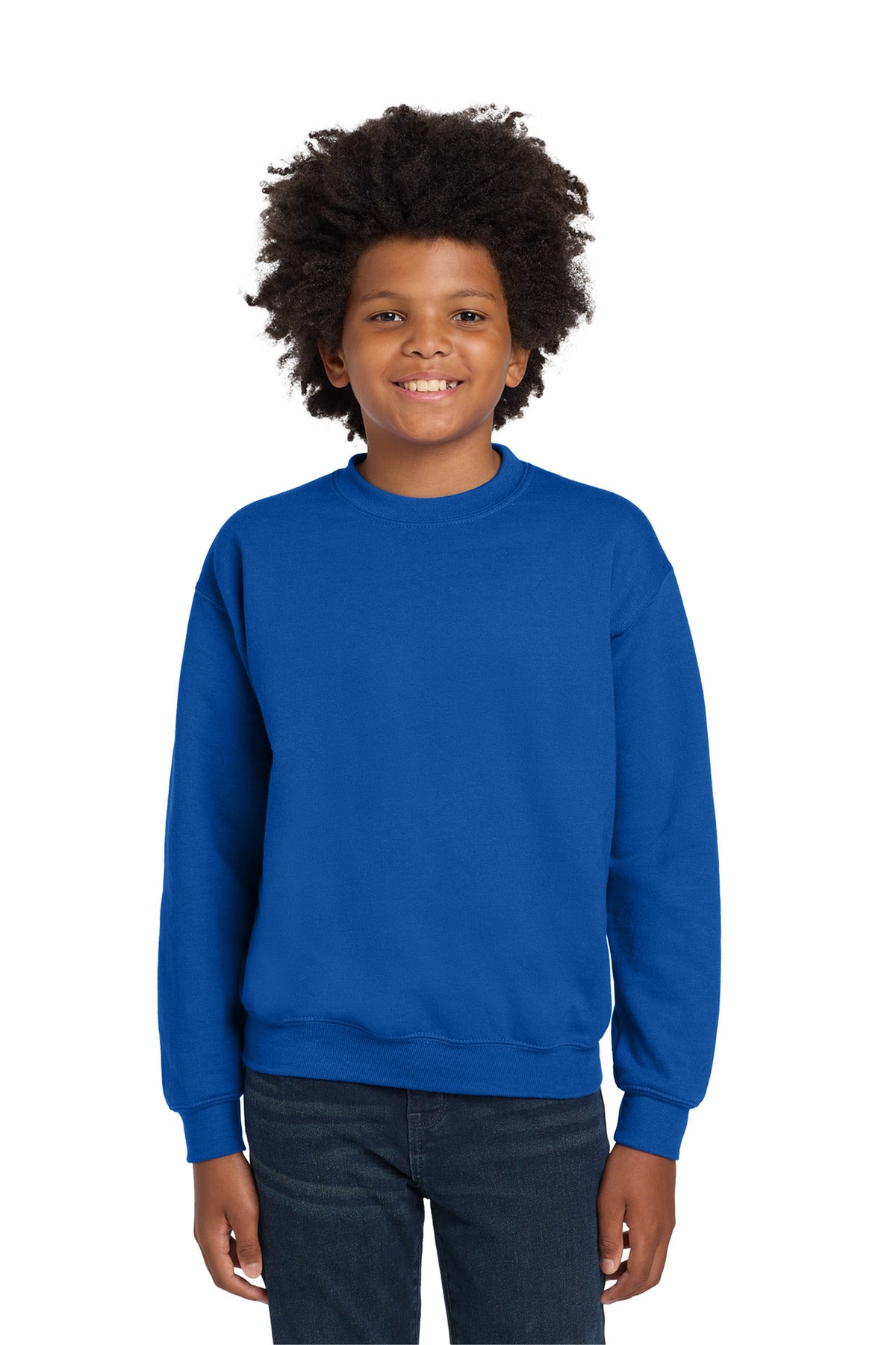 Gildan Youth Heavy Blend Crewneck Sweatshirt.  18000B in Royal