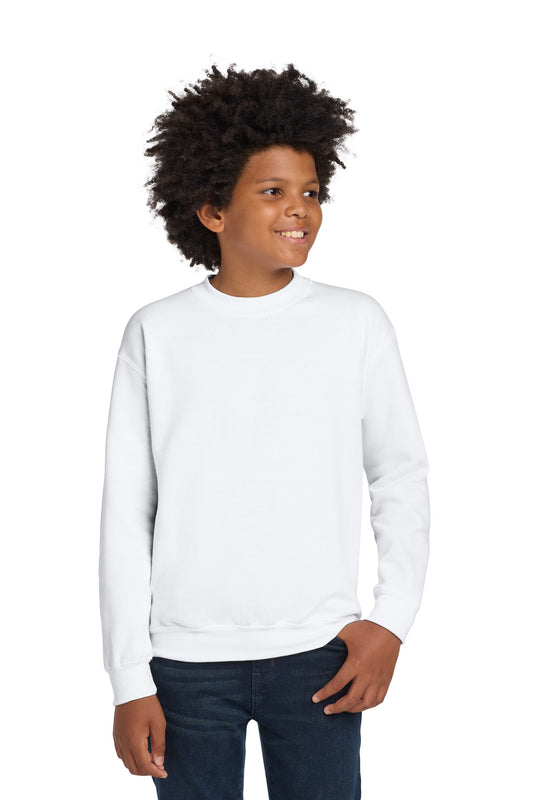 Gildan Youth Heavy Blend Crewneck Sweatshirt.  18000B in White