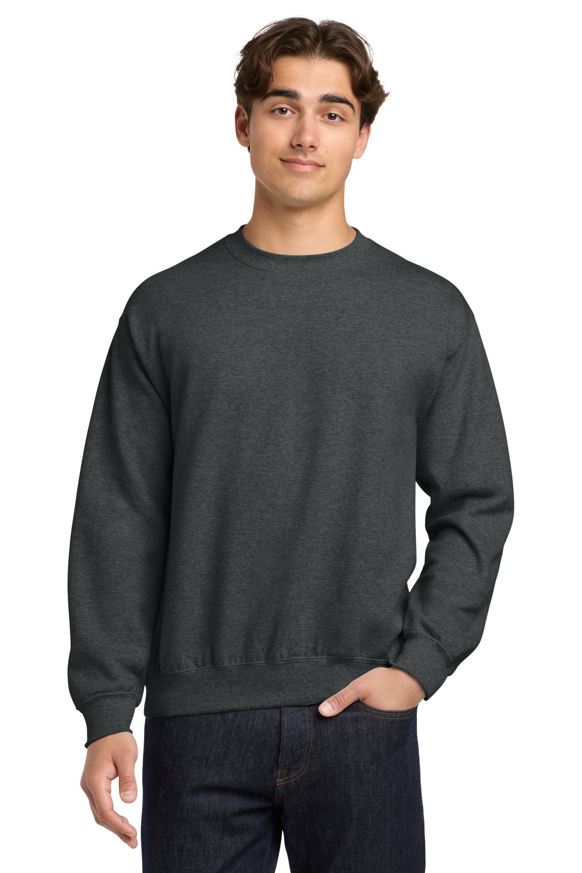Gildan Heavy Blend Crewneck Sweatshirt.  18000 in Fan Charcoal Heather
