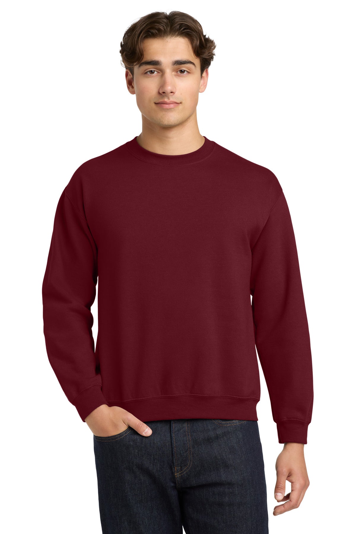 Gildan Heavy Blend Crewneck Sweatshirt.  18000 in Garnet